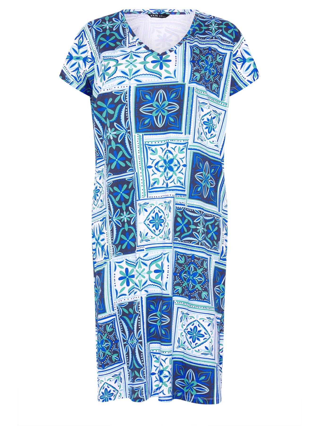 Image 5 of 5 of Yours Curve Grown On Tile Print Dress