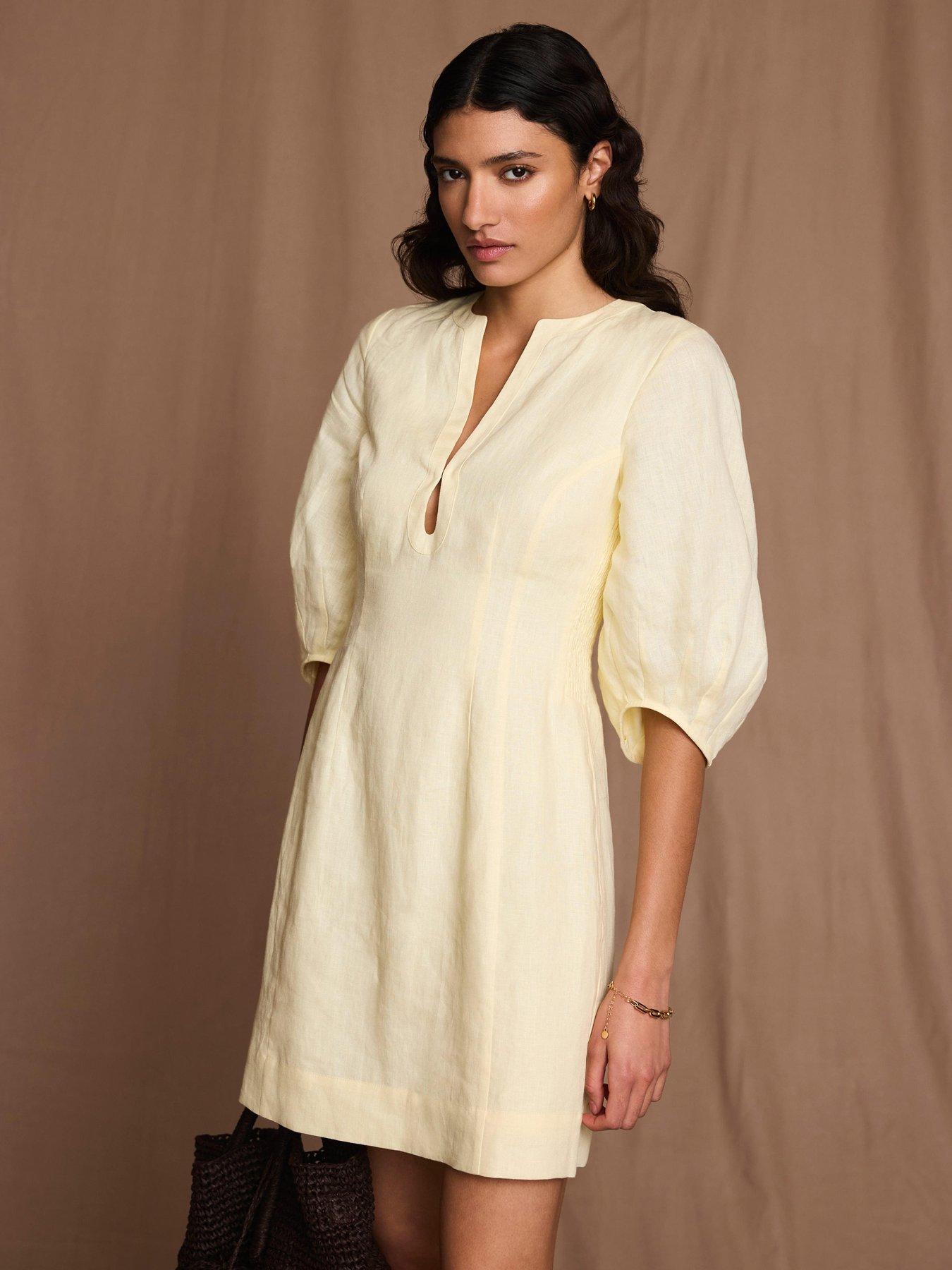 Mint Velvet: Yellow Linen Mini Dress
