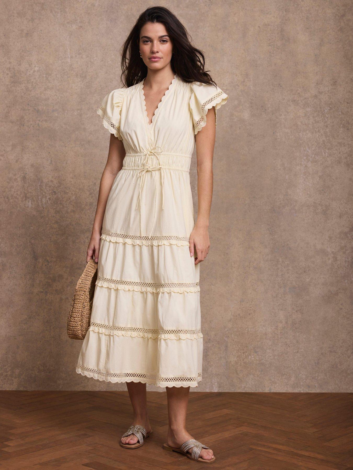Image 1 of 6 of Mint Velvet Lemon Cotton Ruffle Maxi Dress - Yellow