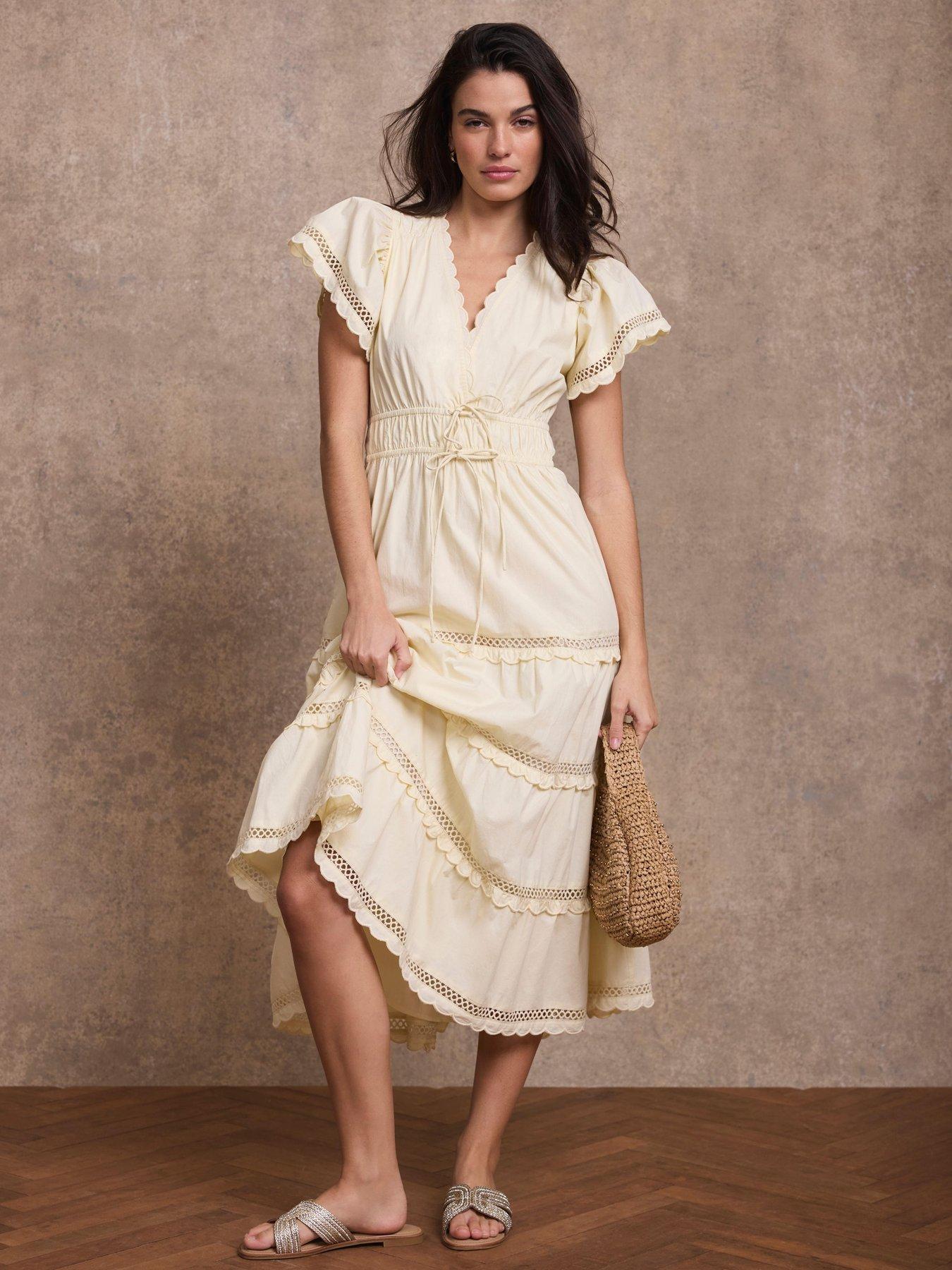 Image 2 of 6 of Mint Velvet Lemon Cotton Ruffle Maxi Dress - Yellow
