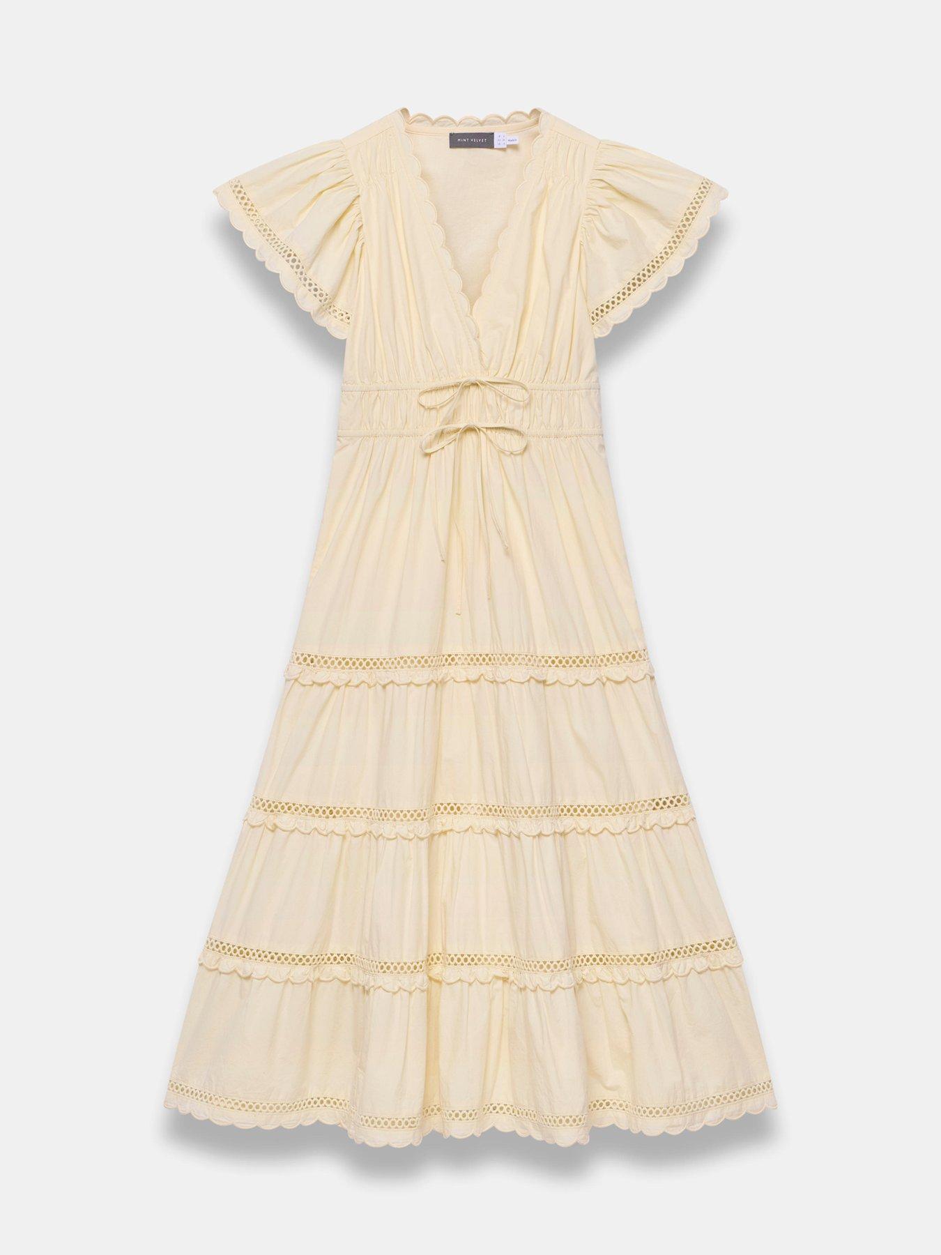 Image 5 of 6 of Mint Velvet Lemon Cotton Ruffle Maxi Dress - Yellow