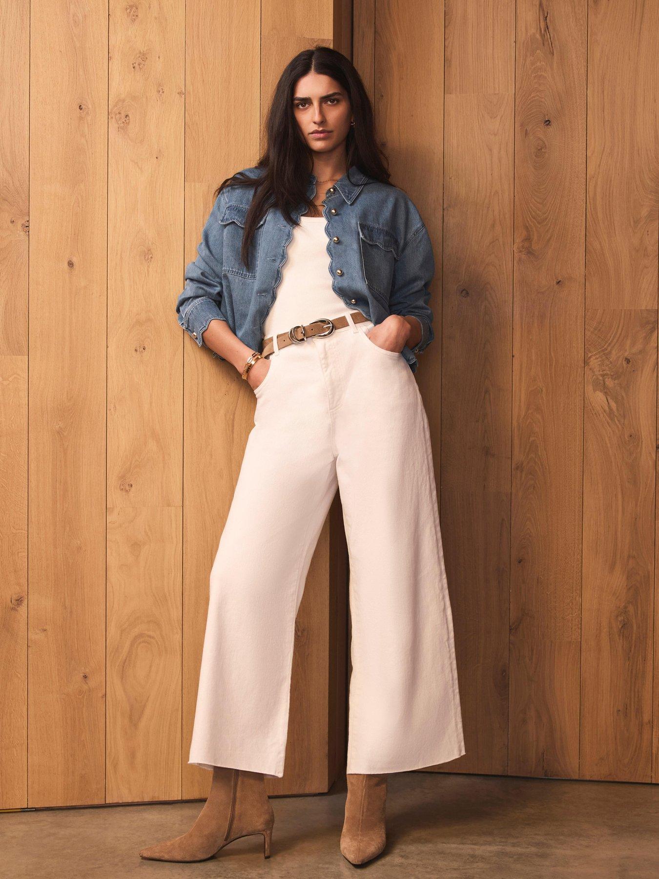 Mint Velvet Ivory Ankle Wide Jean