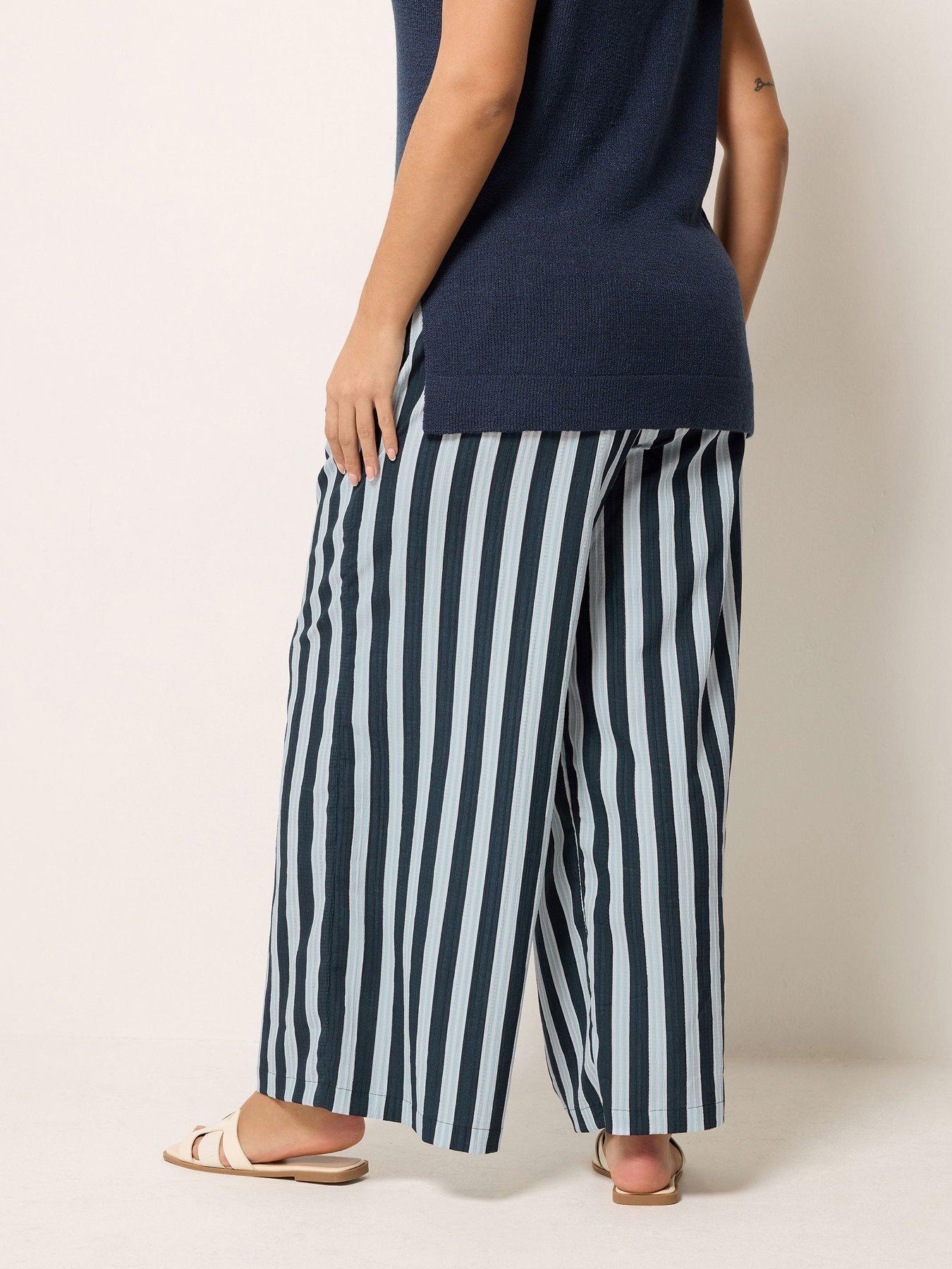 Image 2 of 5 of Yours Curve Striped Wide Leg Trousers