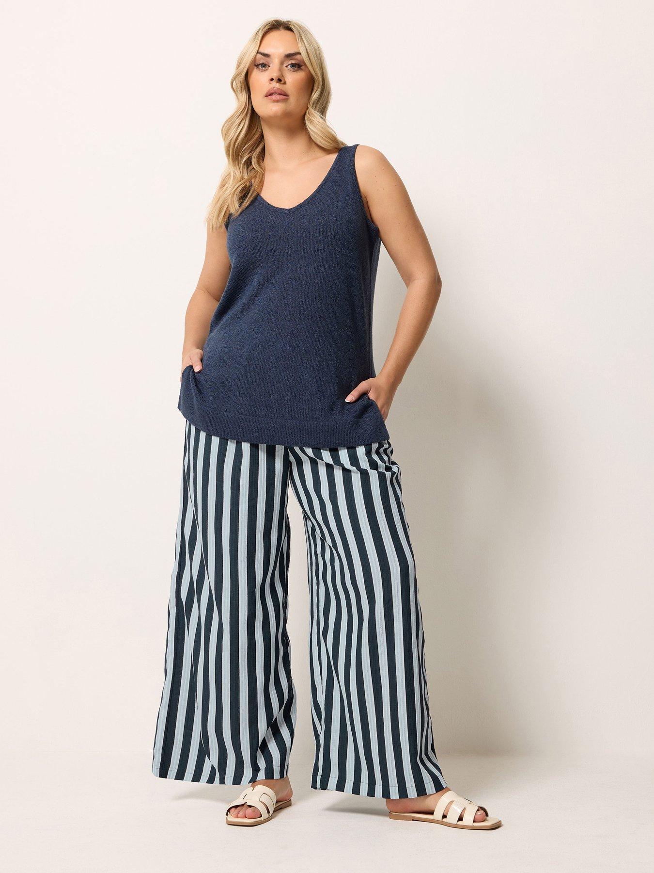 Image 3 of 5 of Yours Curve Striped Wide Leg Trousers
