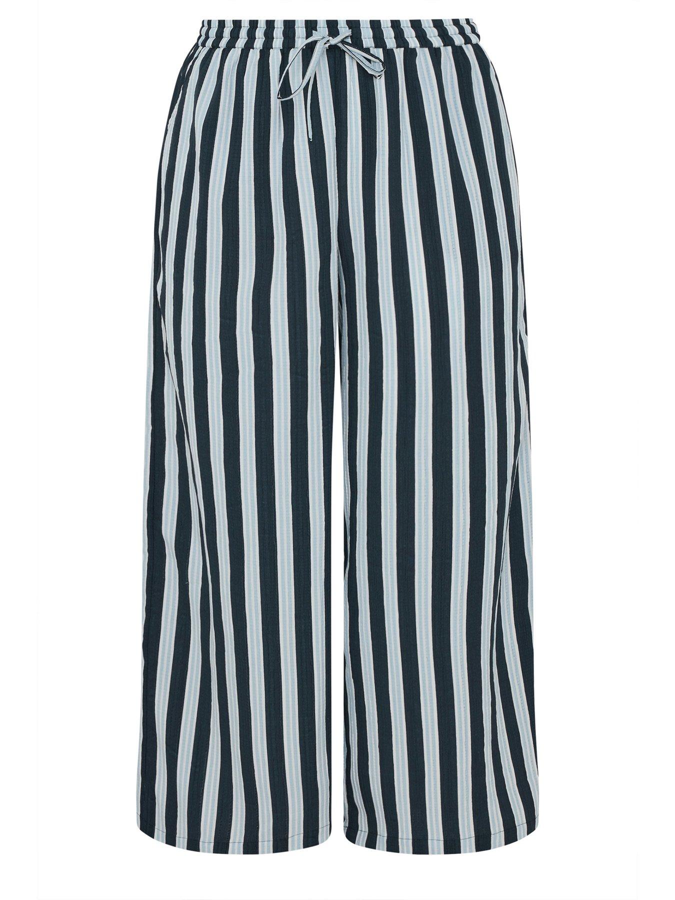 Image 5 of 5 of Yours Curve Striped Wide Leg Trousers