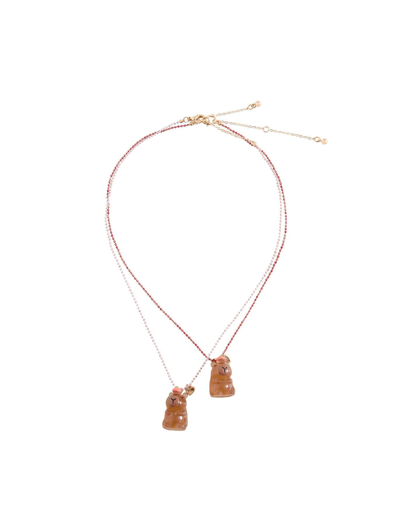 Image 1 of 2 of Mango Girls 2 Pack Capybara Necklaces - Brown