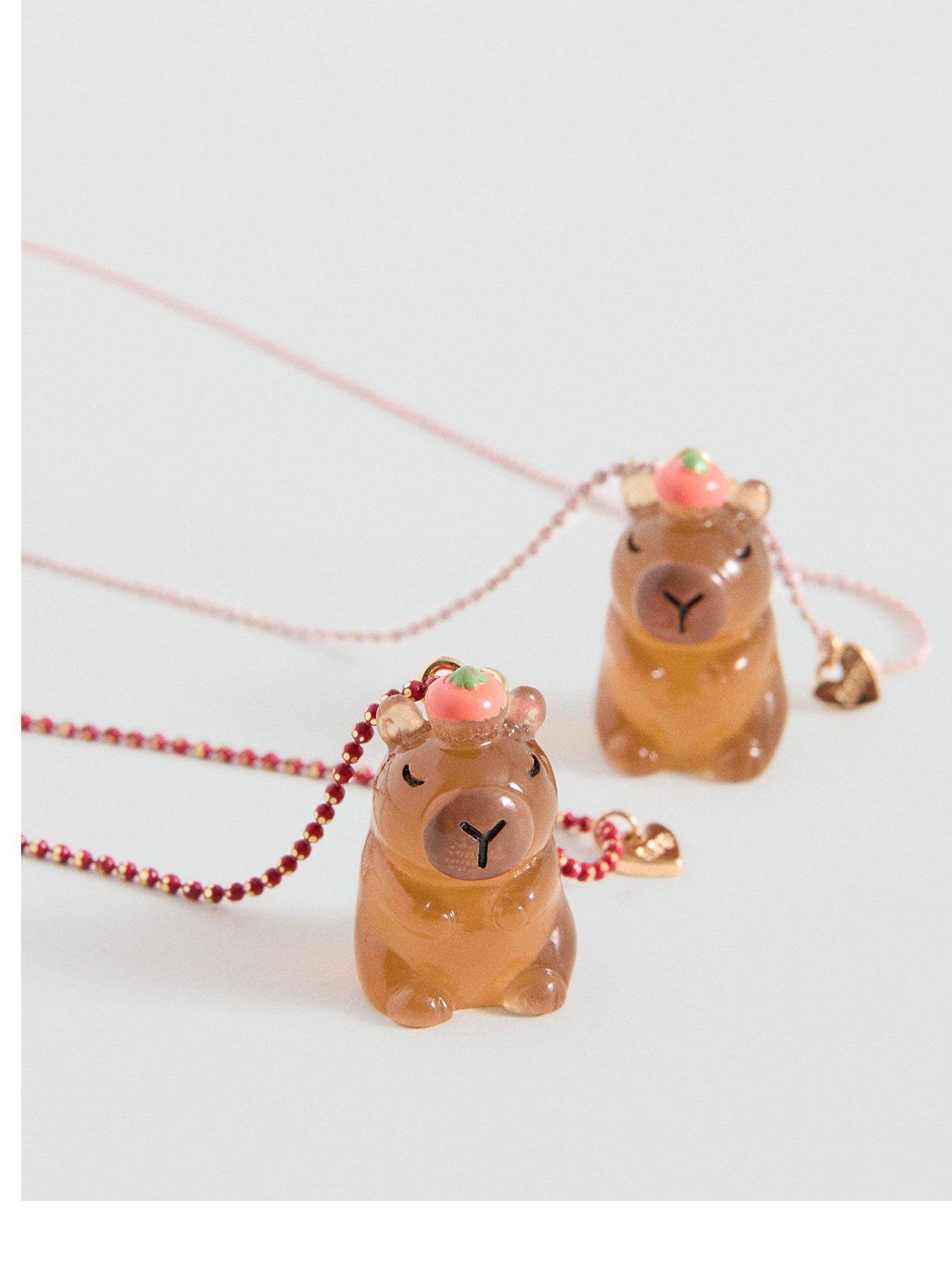 Image 2 of 2 of Mango Girls 2 Pack Capybara Necklaces - Brown
