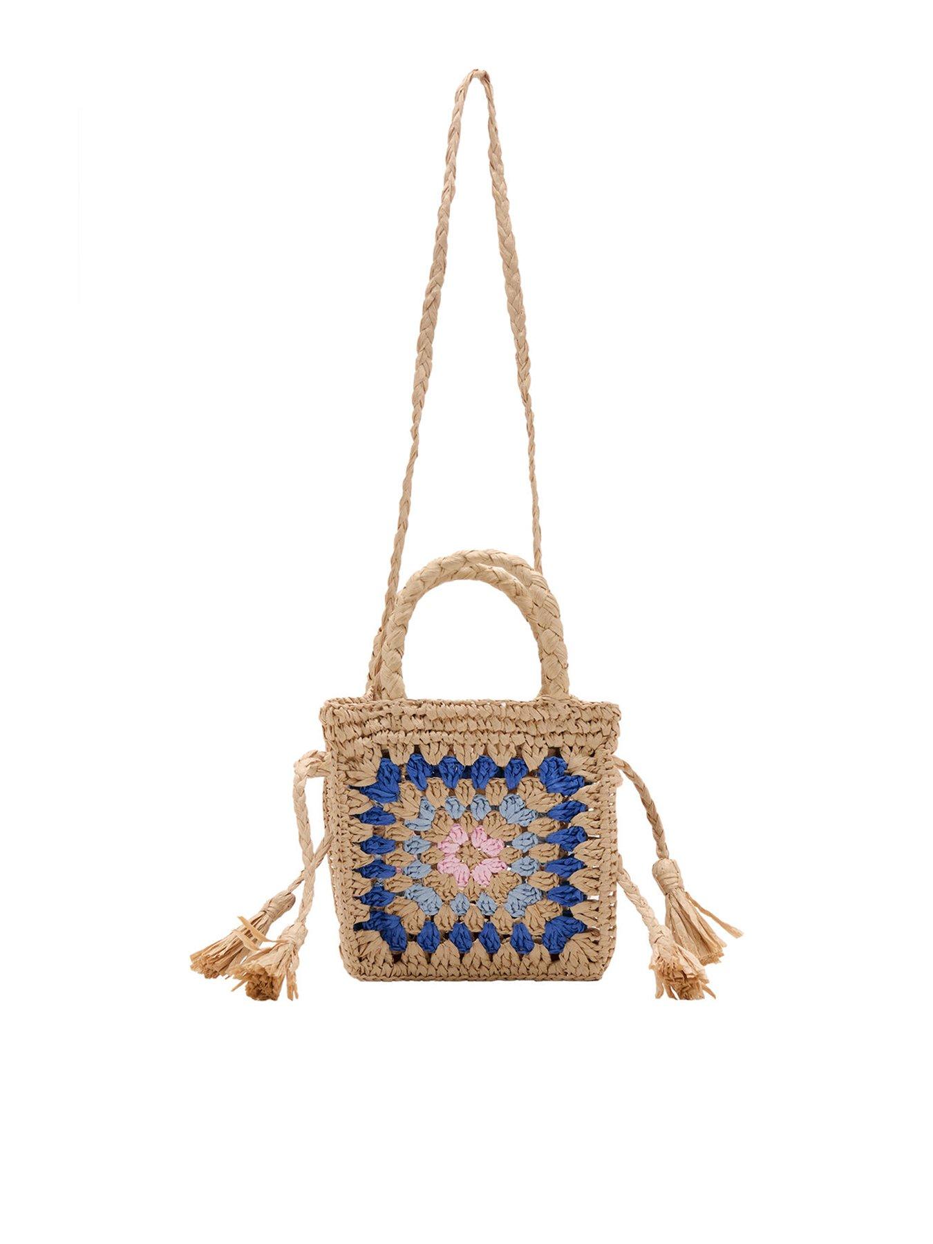 Mango Girls Mini Straw Bag, Beige