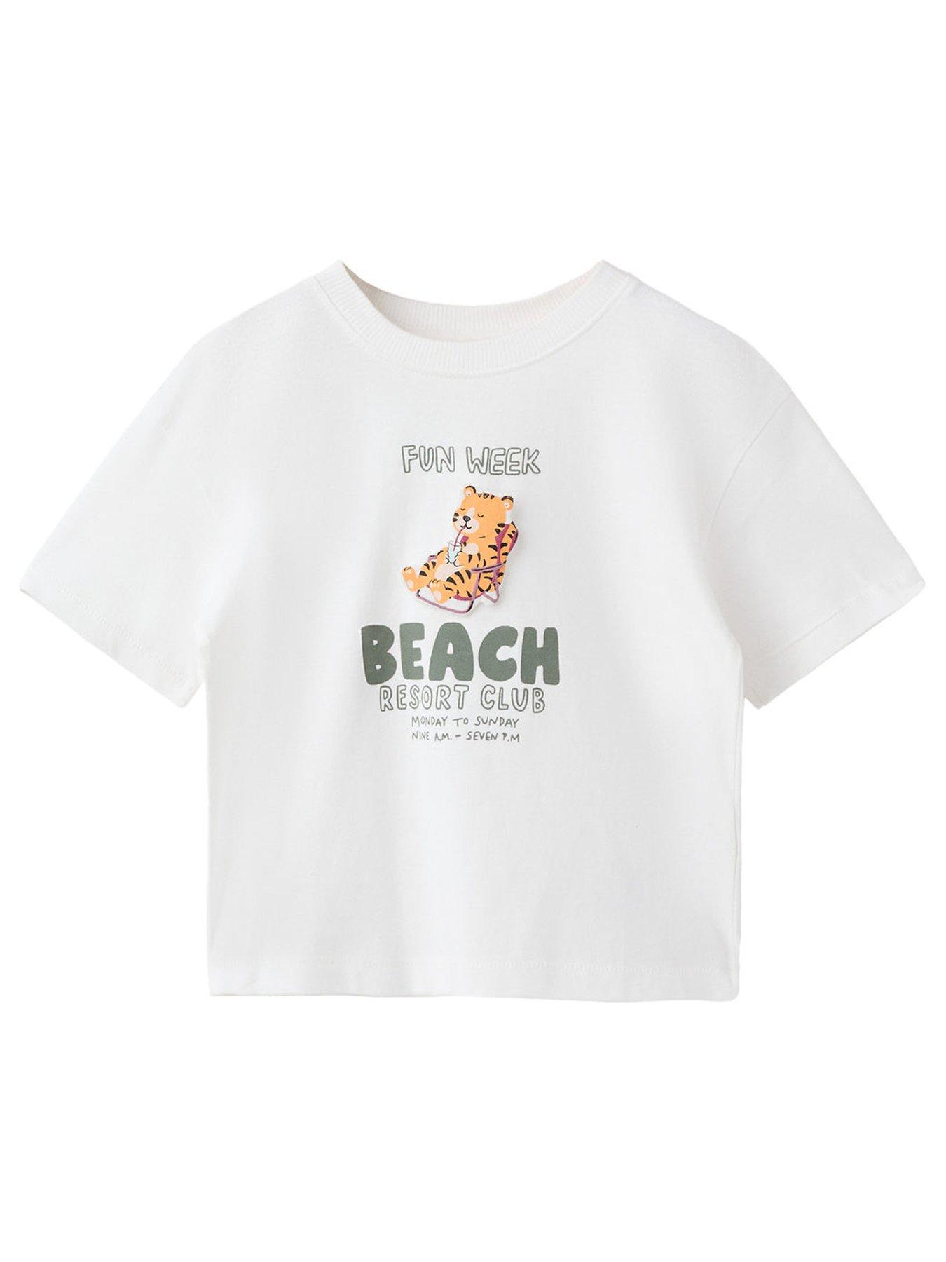 Mango Younger Boys Beach Club Short Sleeve Tshirt - White