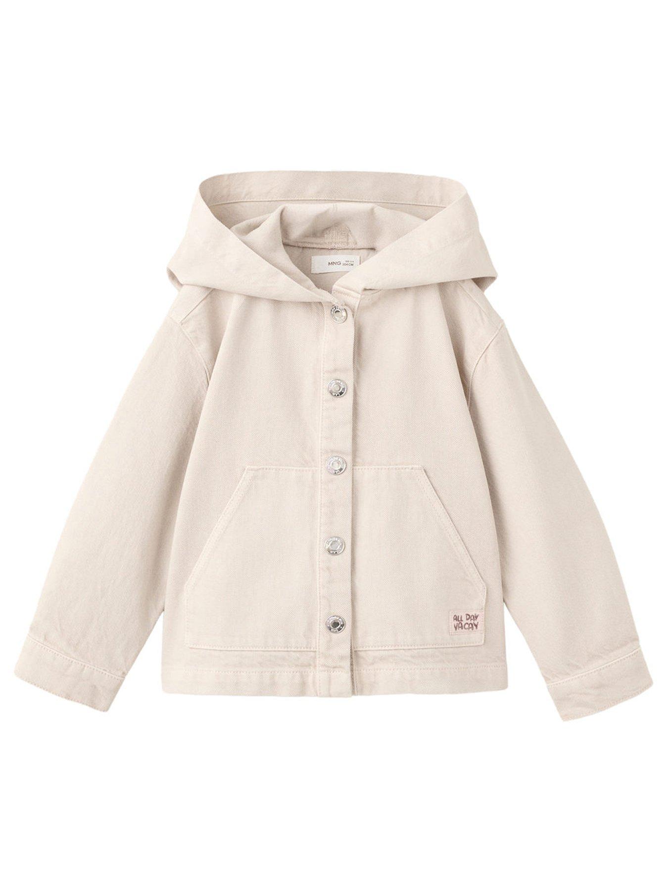 Mango Younger Boys Hooded Denim Jacket, Beige, Size Age: 18-24 Months