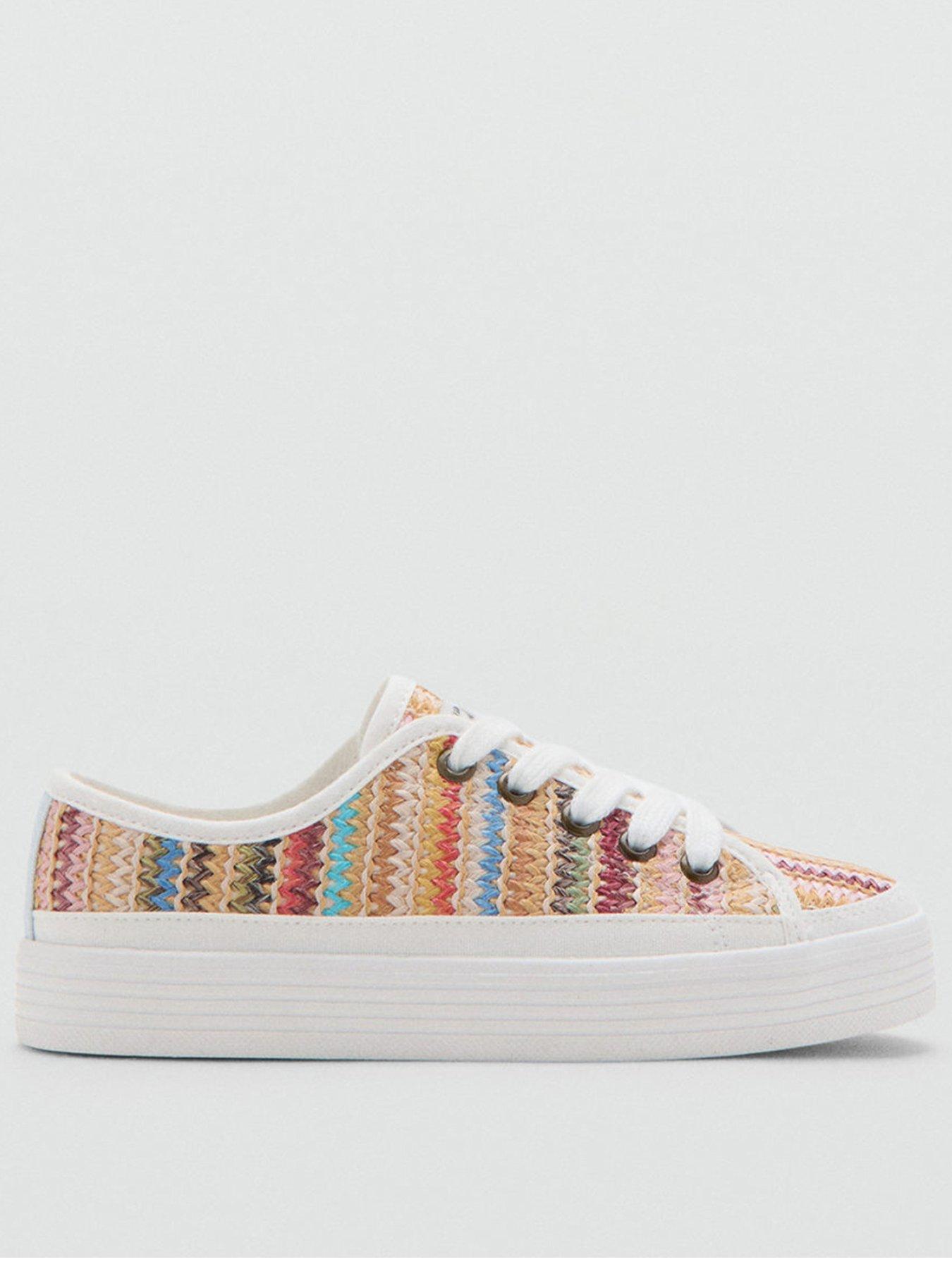 Mango Girls Rainbow Platform Trainers, White, Size 12.5 Younger