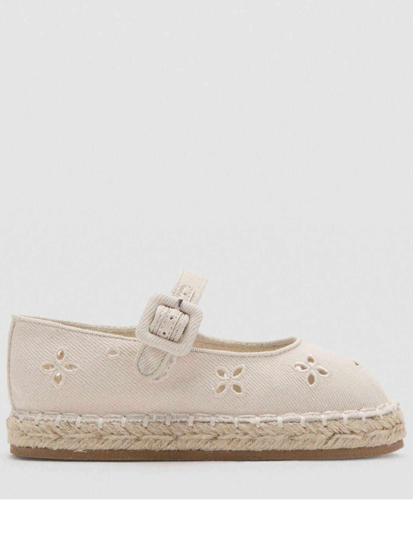 Mango Younger Girls Embroidered Espadrilles - Beige