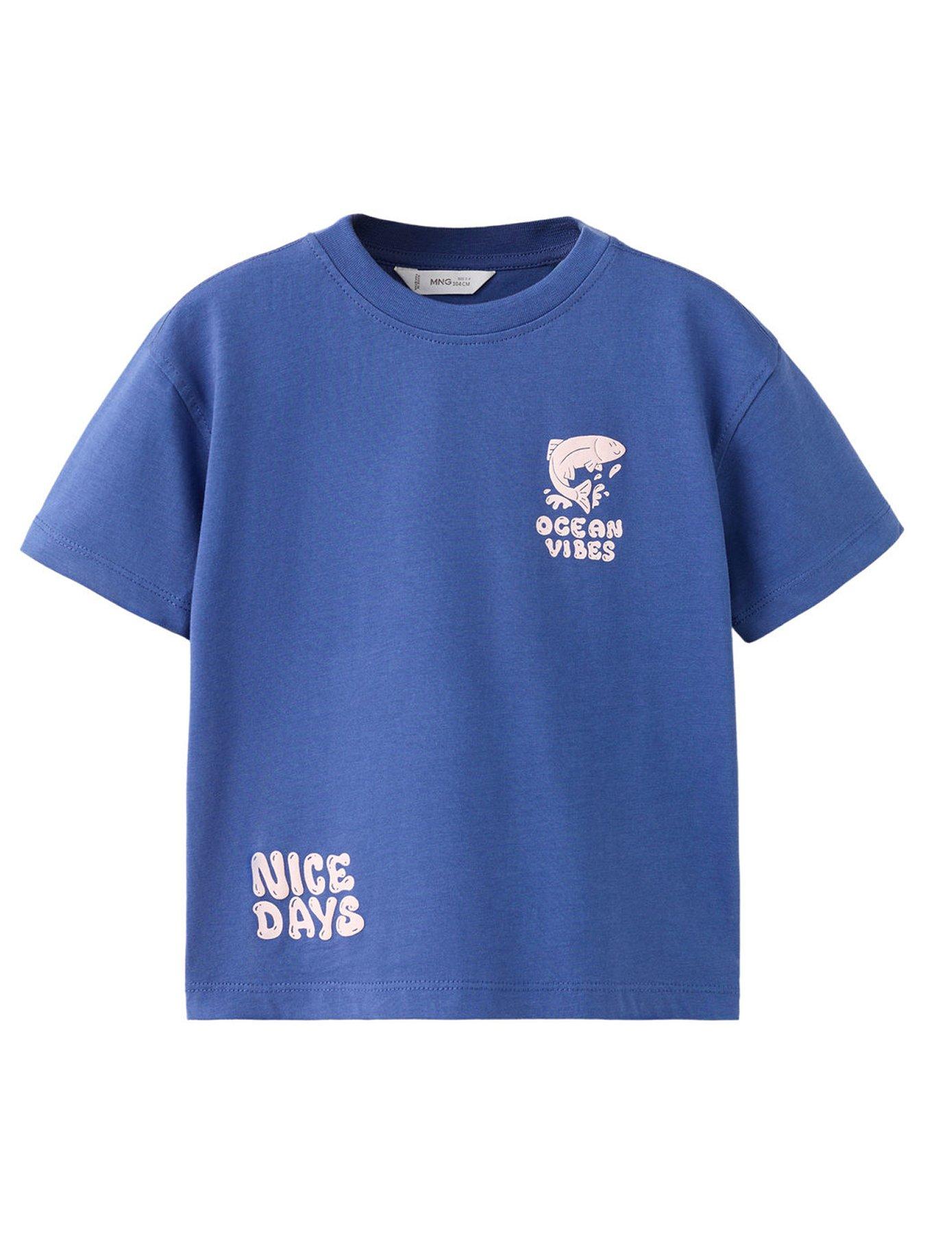 Image 2 of 4 of Mango Younger Boys Ocean Vibes Short Sleeve T-shirt - Blue