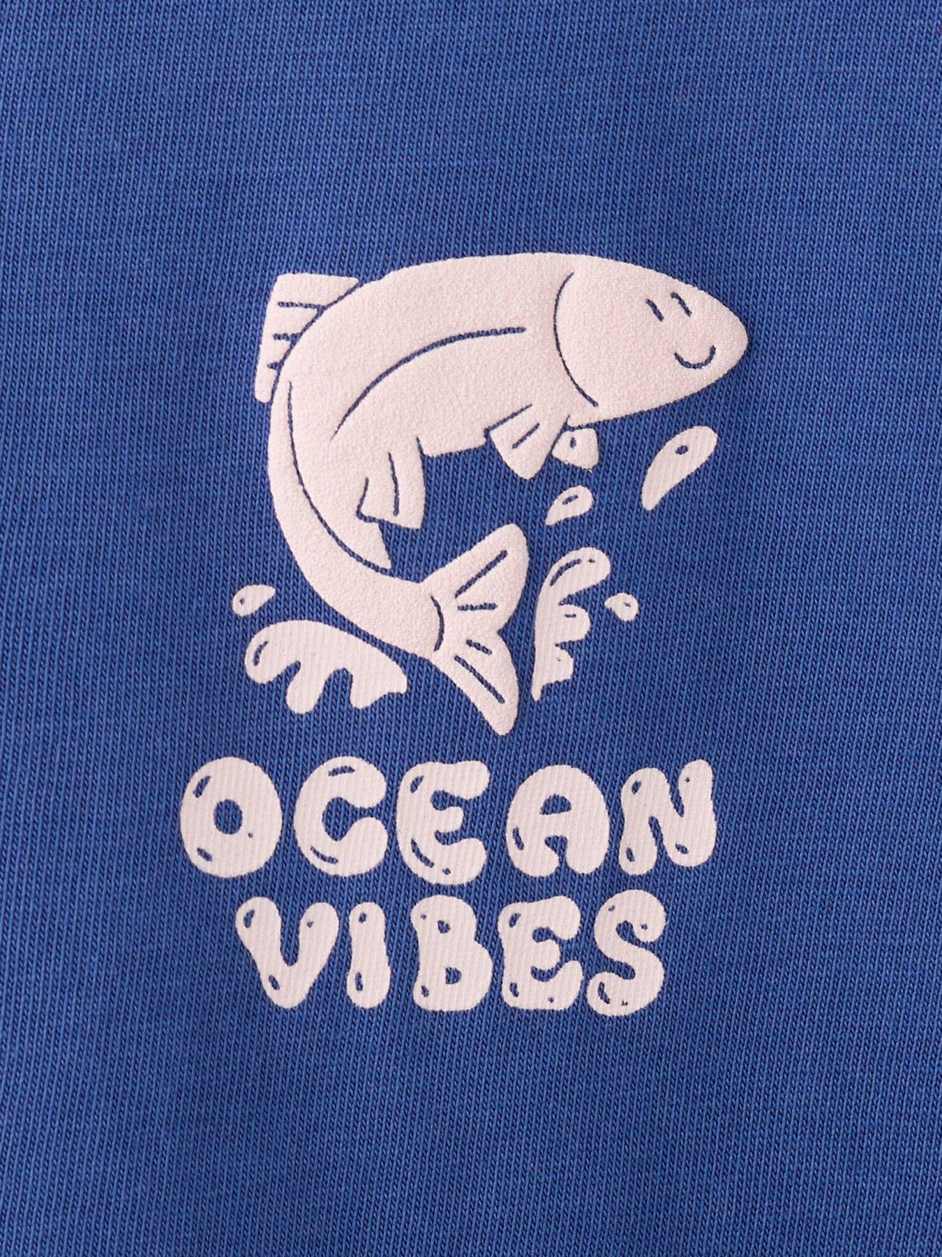 Image 4 of 4 of Mango Younger Boys Ocean Vibes Short Sleeve T-shirt - Blue