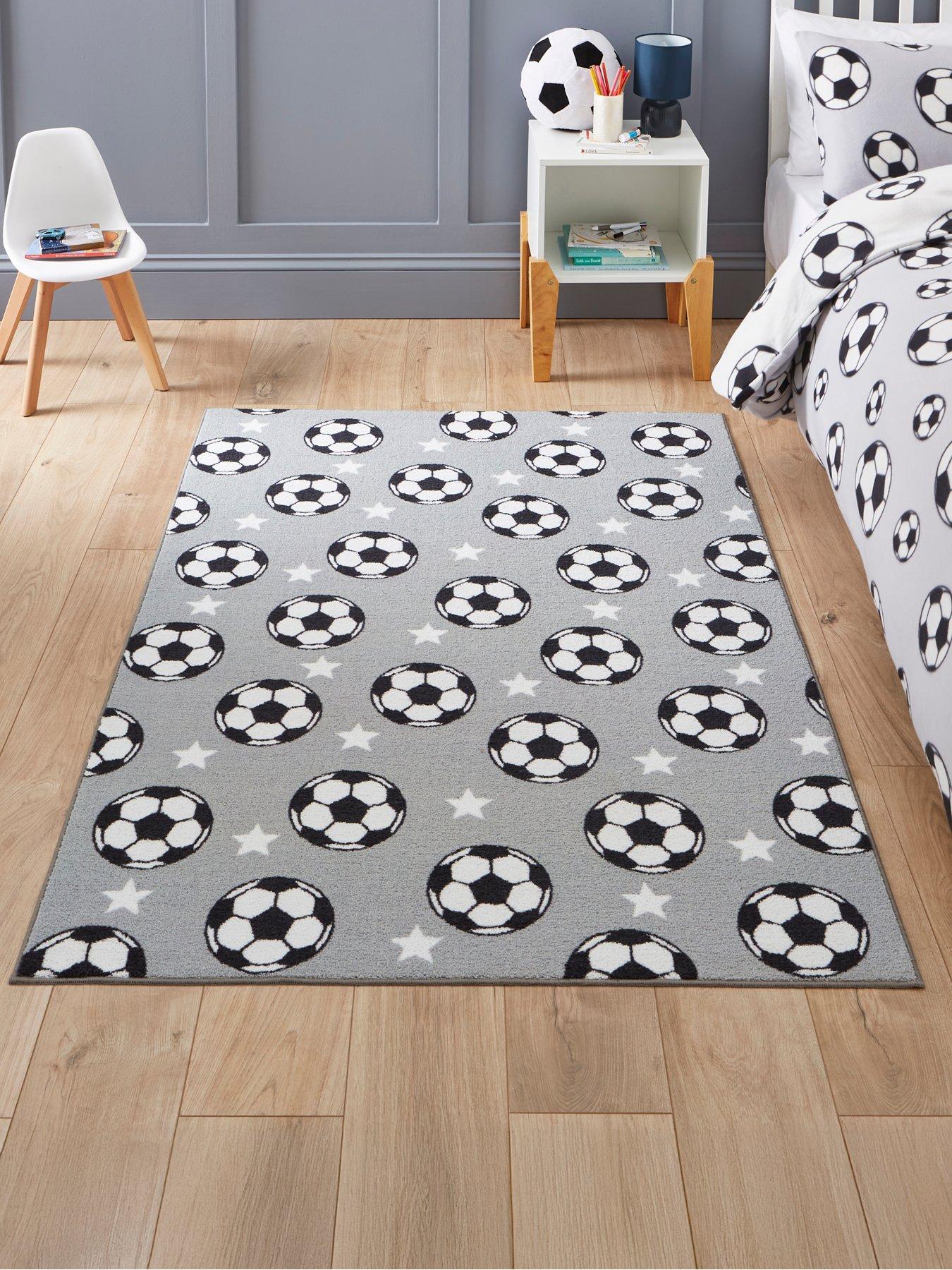 Catherine Lansfield Grey Football Stars Rug