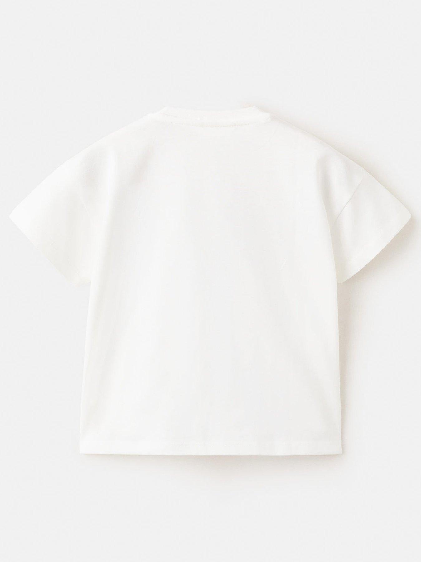 Image 3 of 6 of Mango Younger Girls Embroidered Flower Short Sleeve T-Shirt - Light Cream