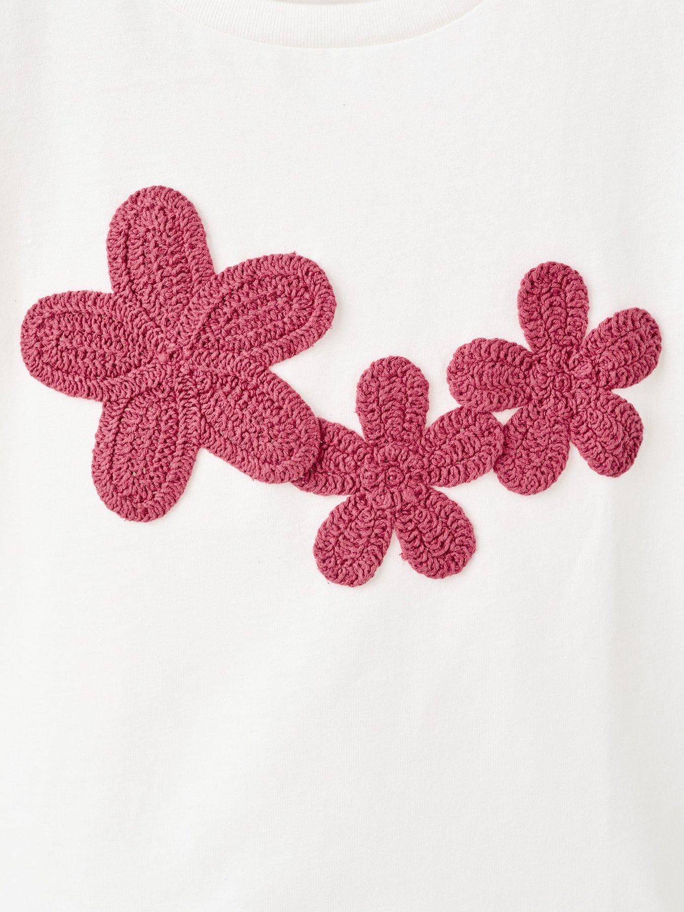 Image 4 of 6 of Mango Younger Girls Embroidered Flower Short Sleeve T-Shirt - Light Cream