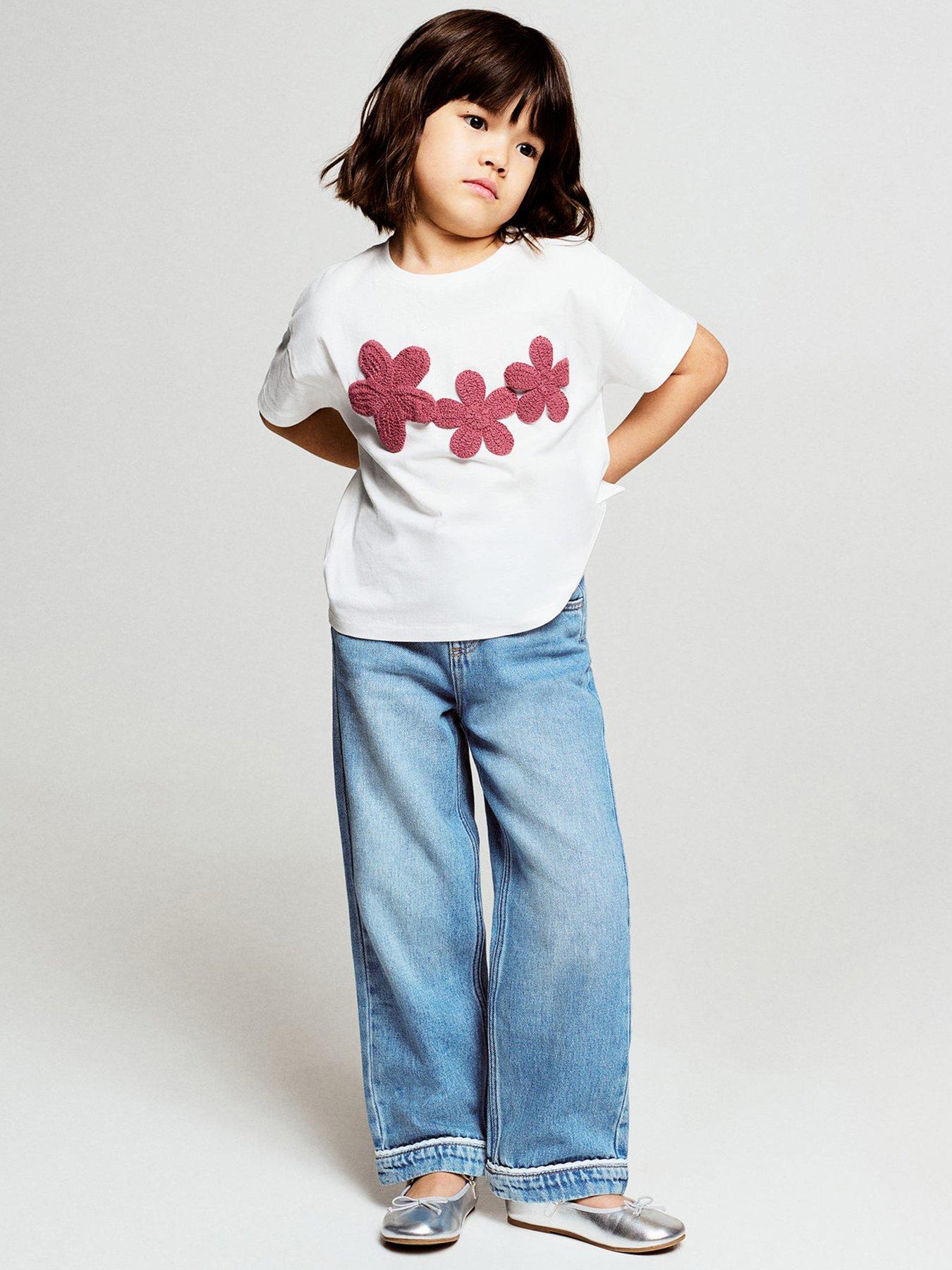 Image 6 of 6 of Mango Younger Girls Embroidered Flower Short Sleeve T-Shirt - Light Cream