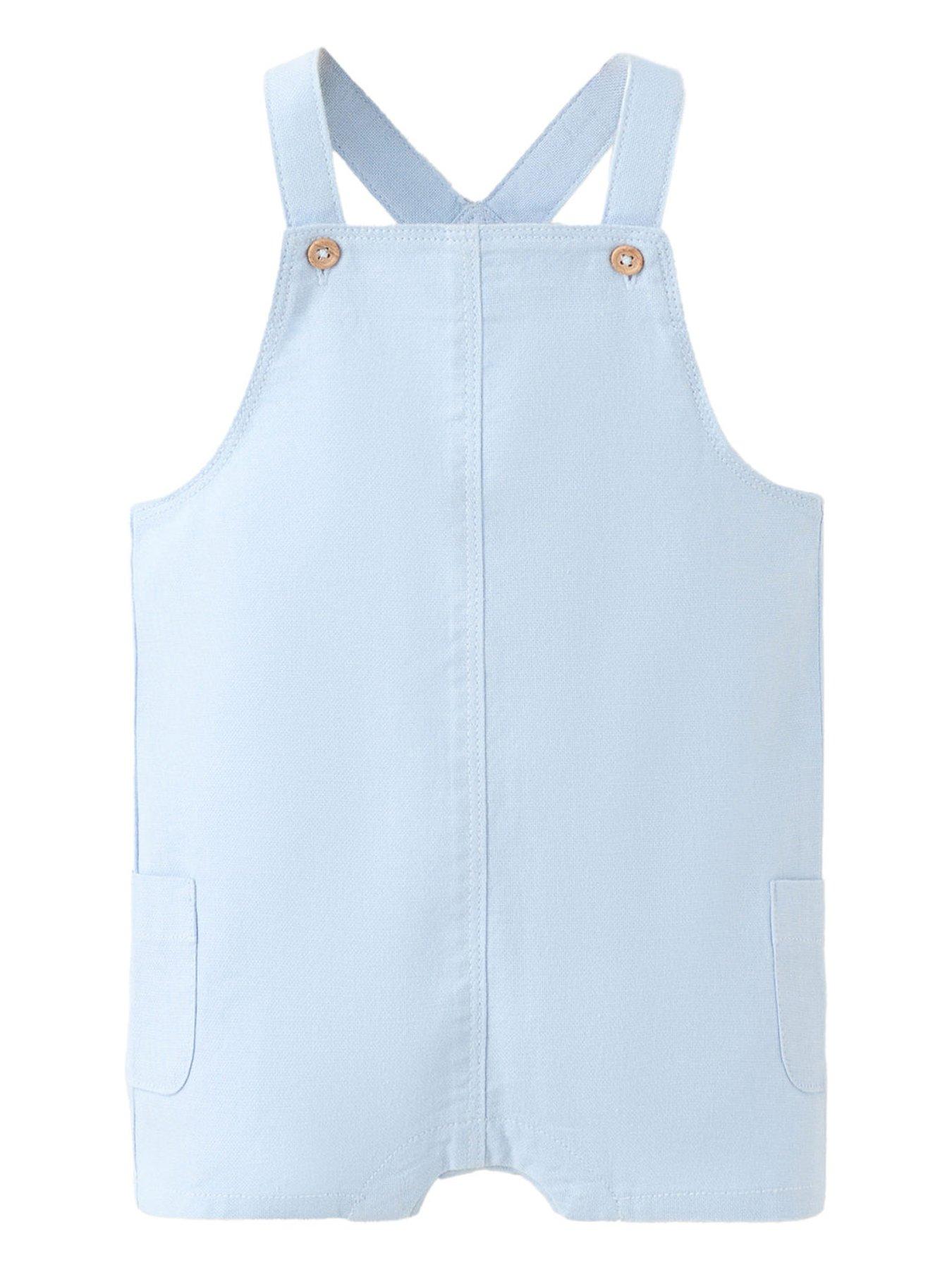 Image 1 of 4 of Mango Baby Boys Shorty Dungarees - Light Blue