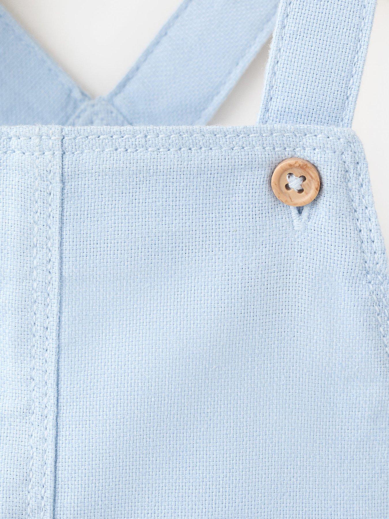 Image 4 of 4 of Mango Baby Boys Shorty Dungarees - Light Blue