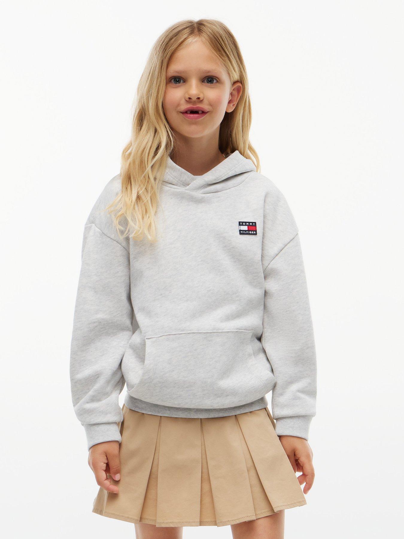 Tommy Hilfiger Kids Flag Heritage Hoodie, Grey, Size 6 Years