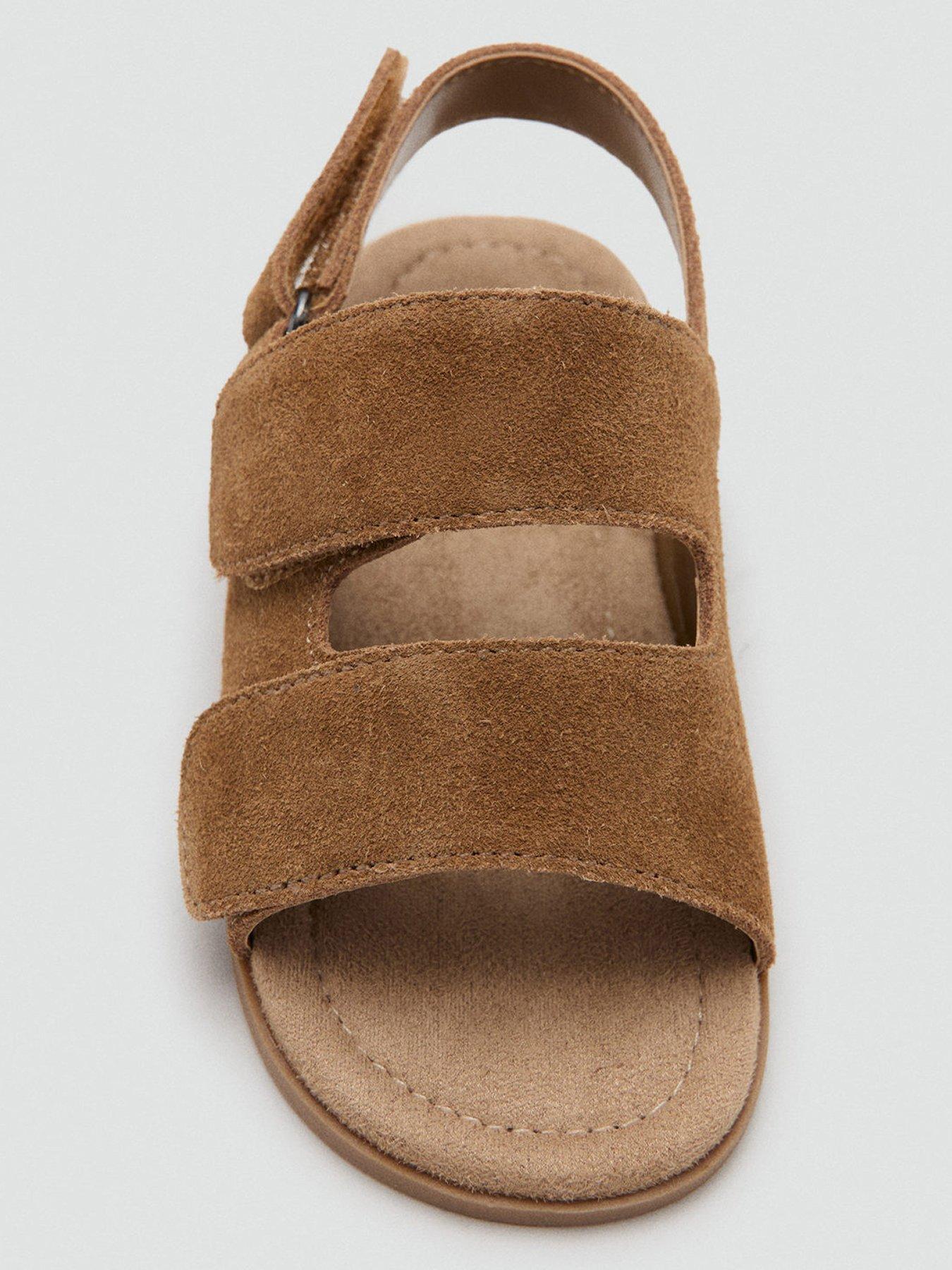 Image 4 of 5 of Mango Younger Boys Leather Velcro Fastening Sandals - Brown
