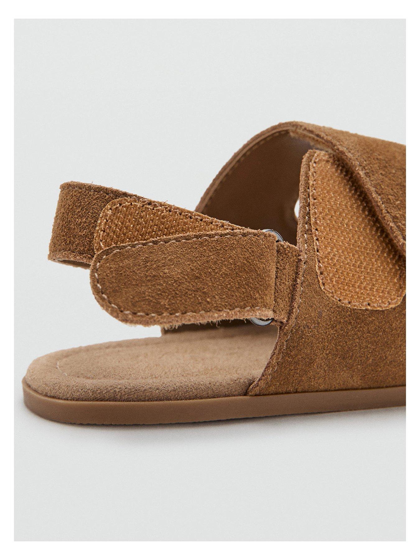 Image 5 of 5 of Mango Younger Boys Leather Velcro Fastening Sandals - Brown