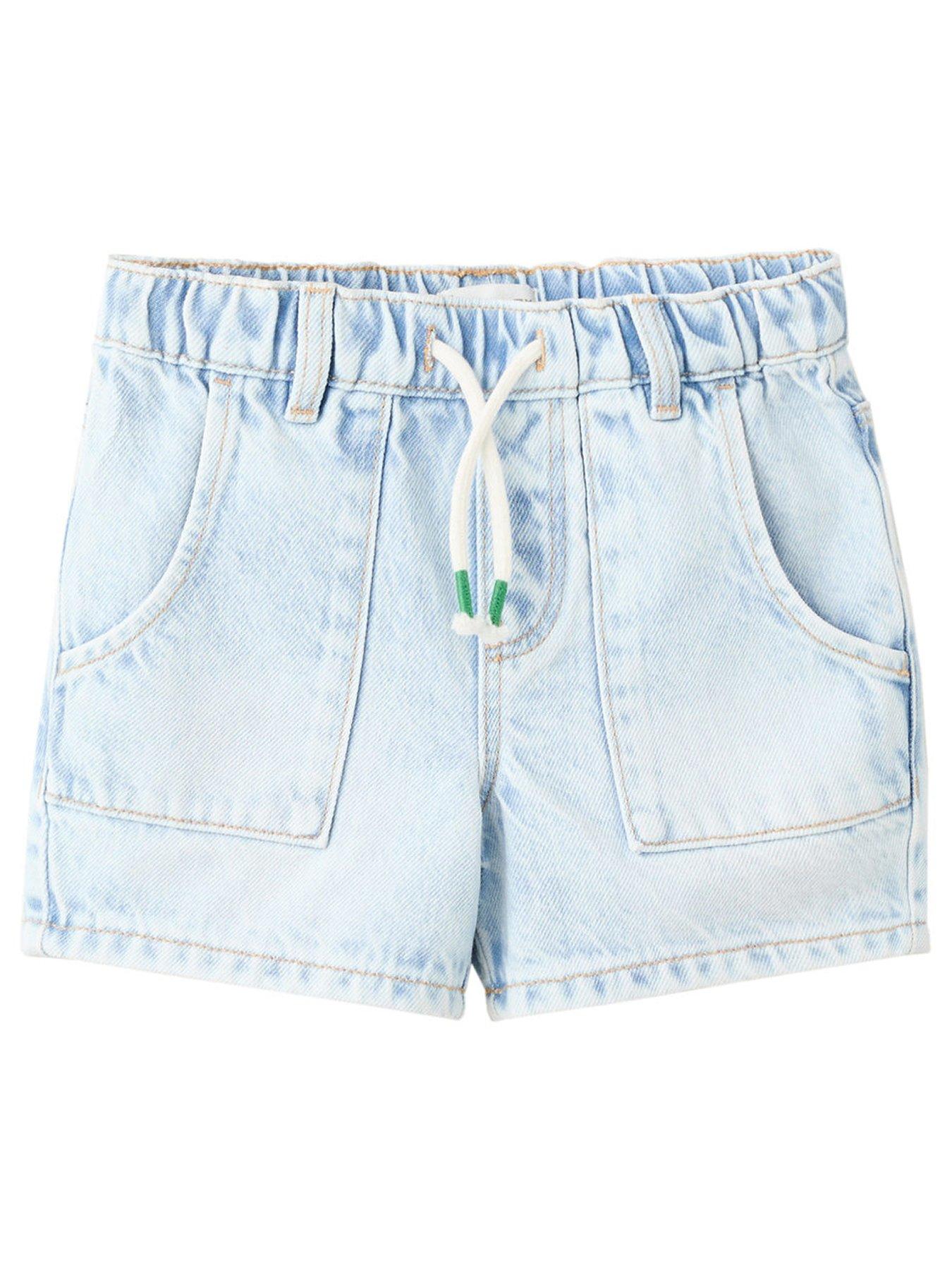 Mango Younger Boys Drawstring Denim Shorts, Blue, Size 18-24 Months