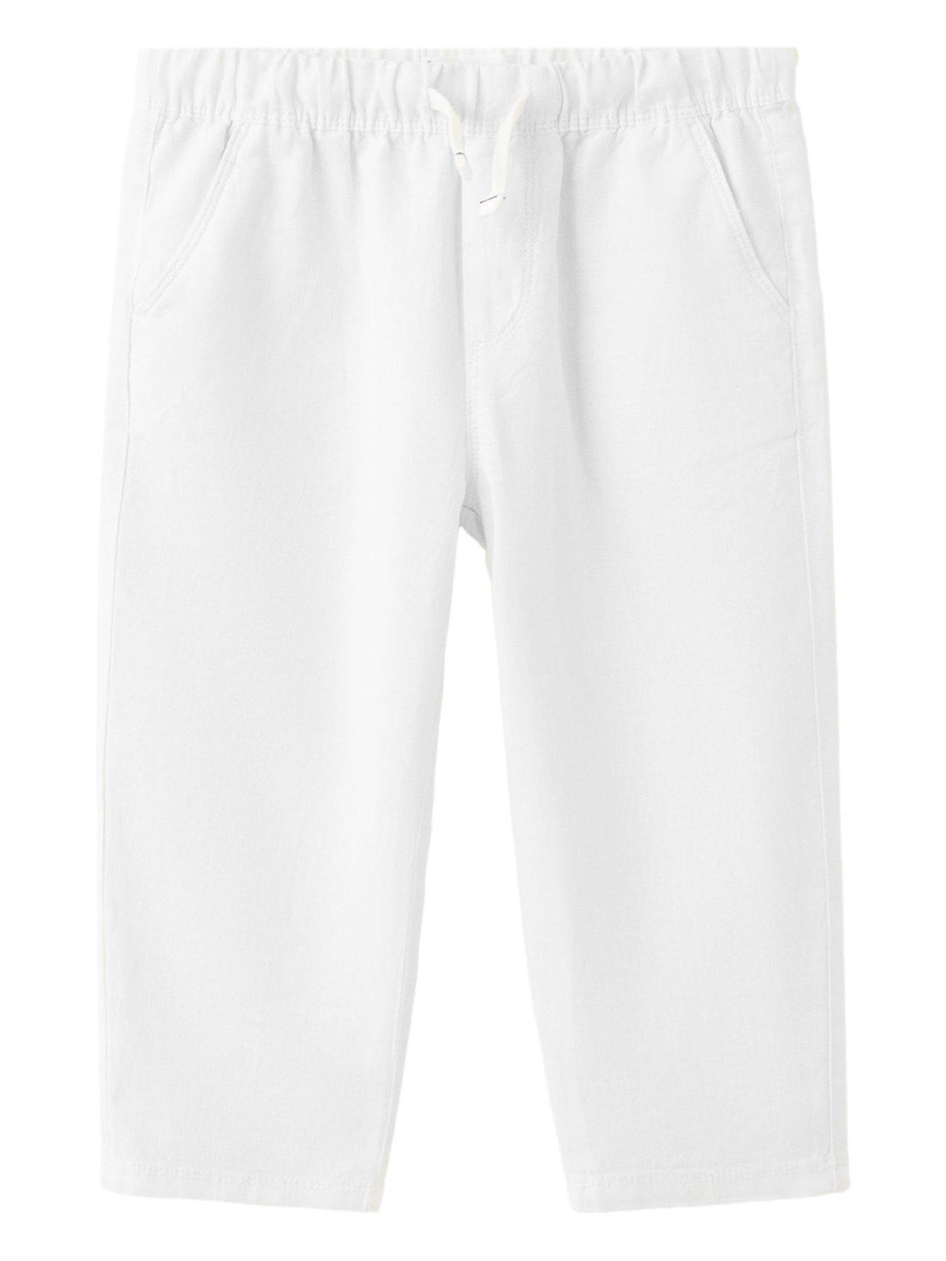 Image 1 of 4 of Mango Younger Boys Linen Mix Trousers - Light Cream