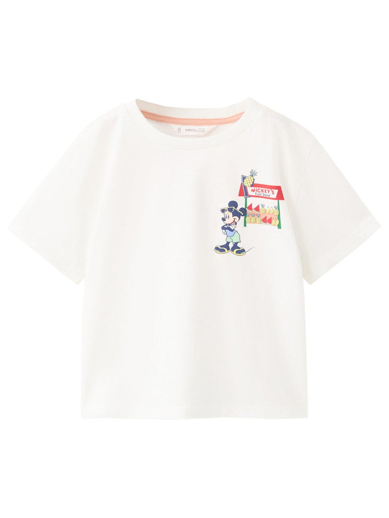 Mango Younger Boys Mickey Mouse Short Sleeve T-Shirt, White, Size 12-18 Months