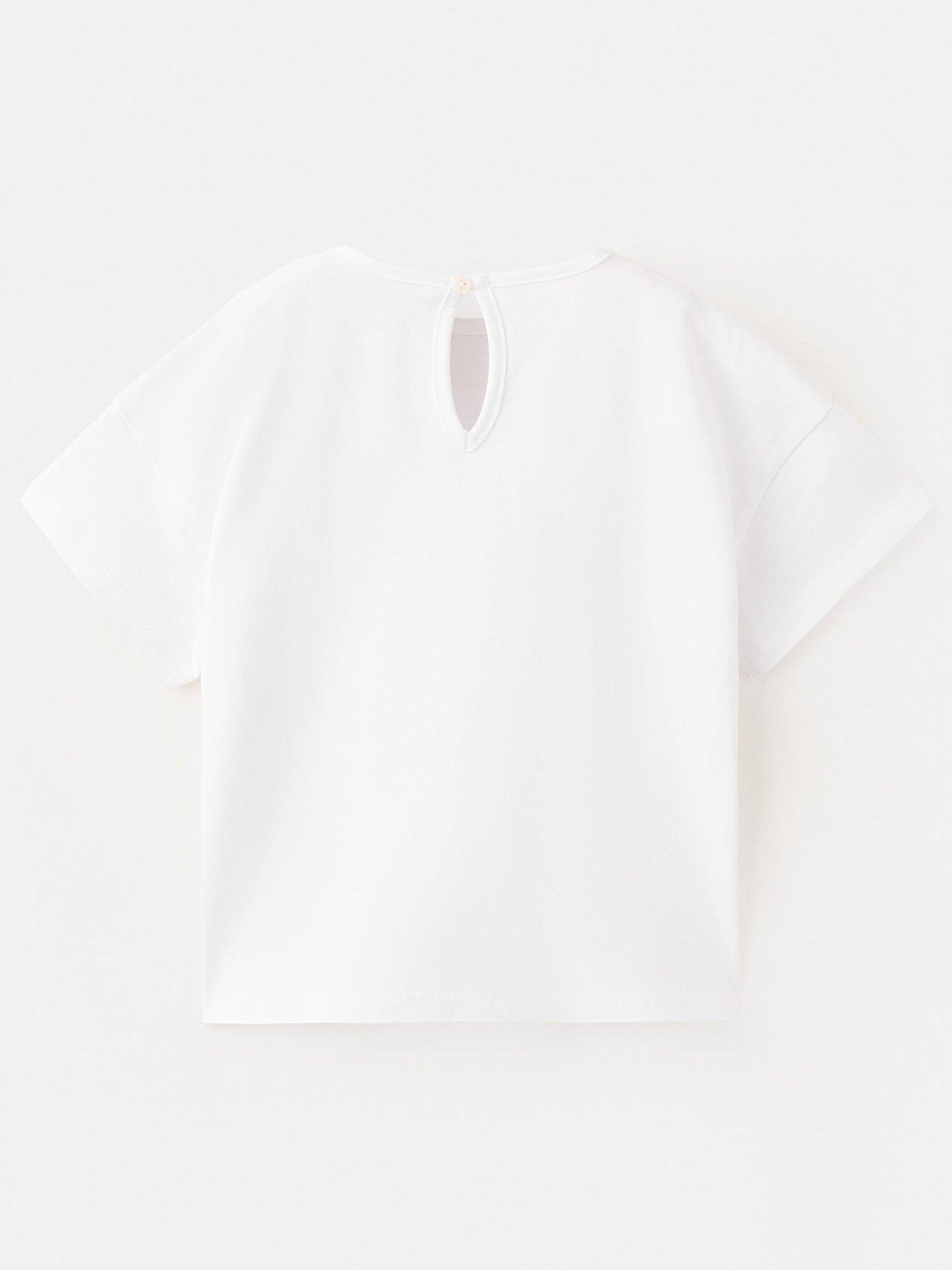 Image 2 of 4 of Mango Younger Girls 3d Flowers Tshirt - White