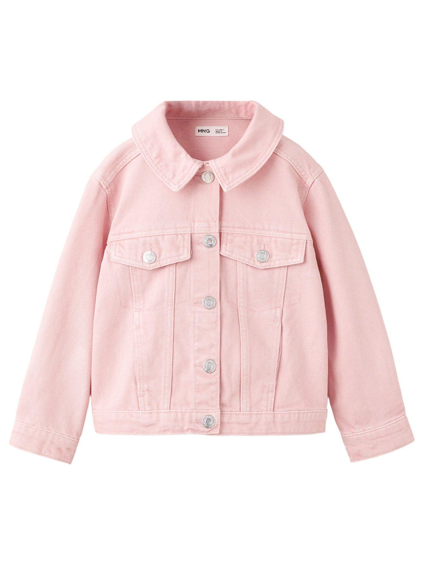 Mango Younger Girls Denim Jacket, Light Pink, Size 18-24 Months