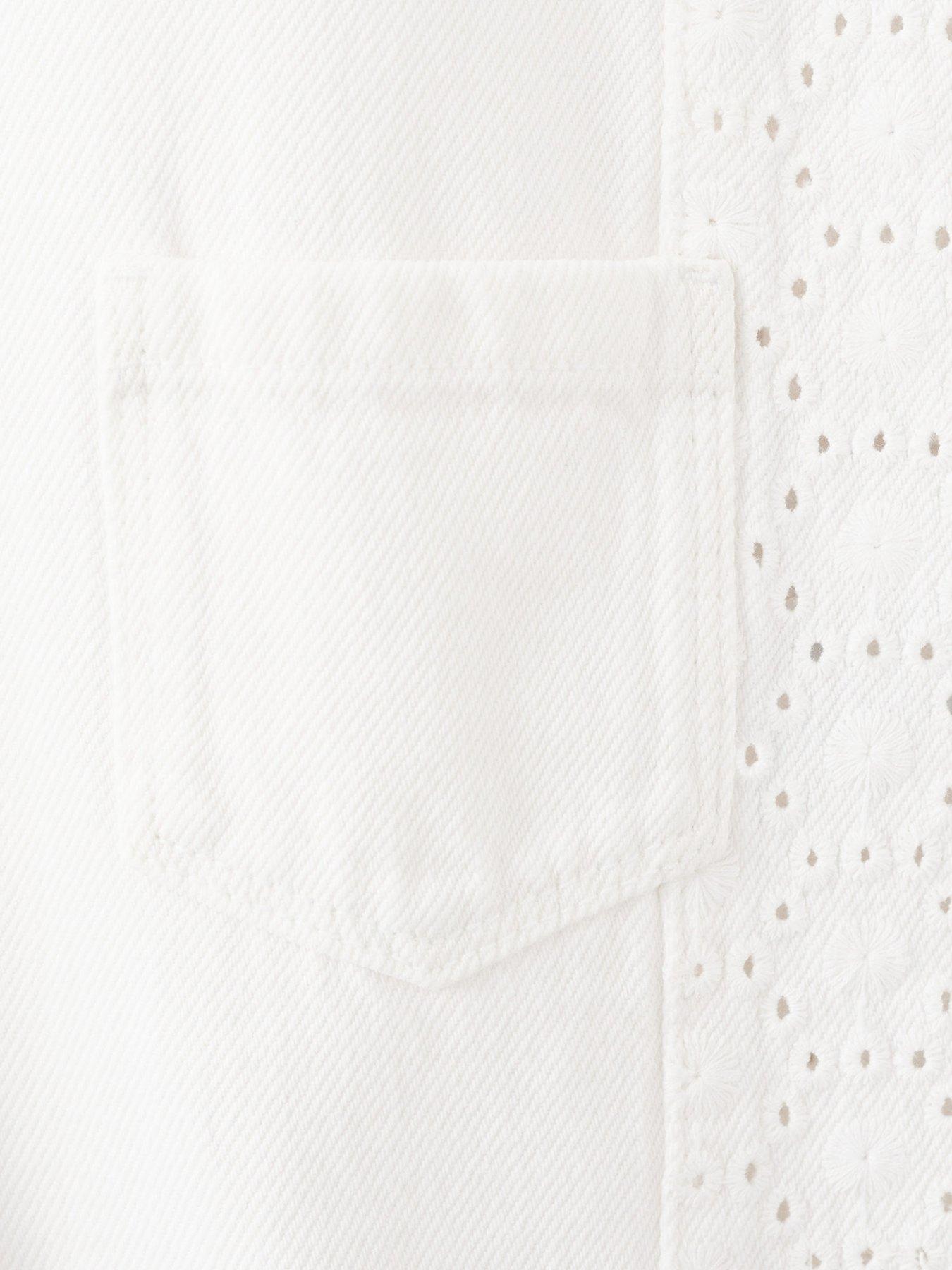 Image 3 of 4 of Mango Younger Girls Embroidered Dungarees - Light Cream
