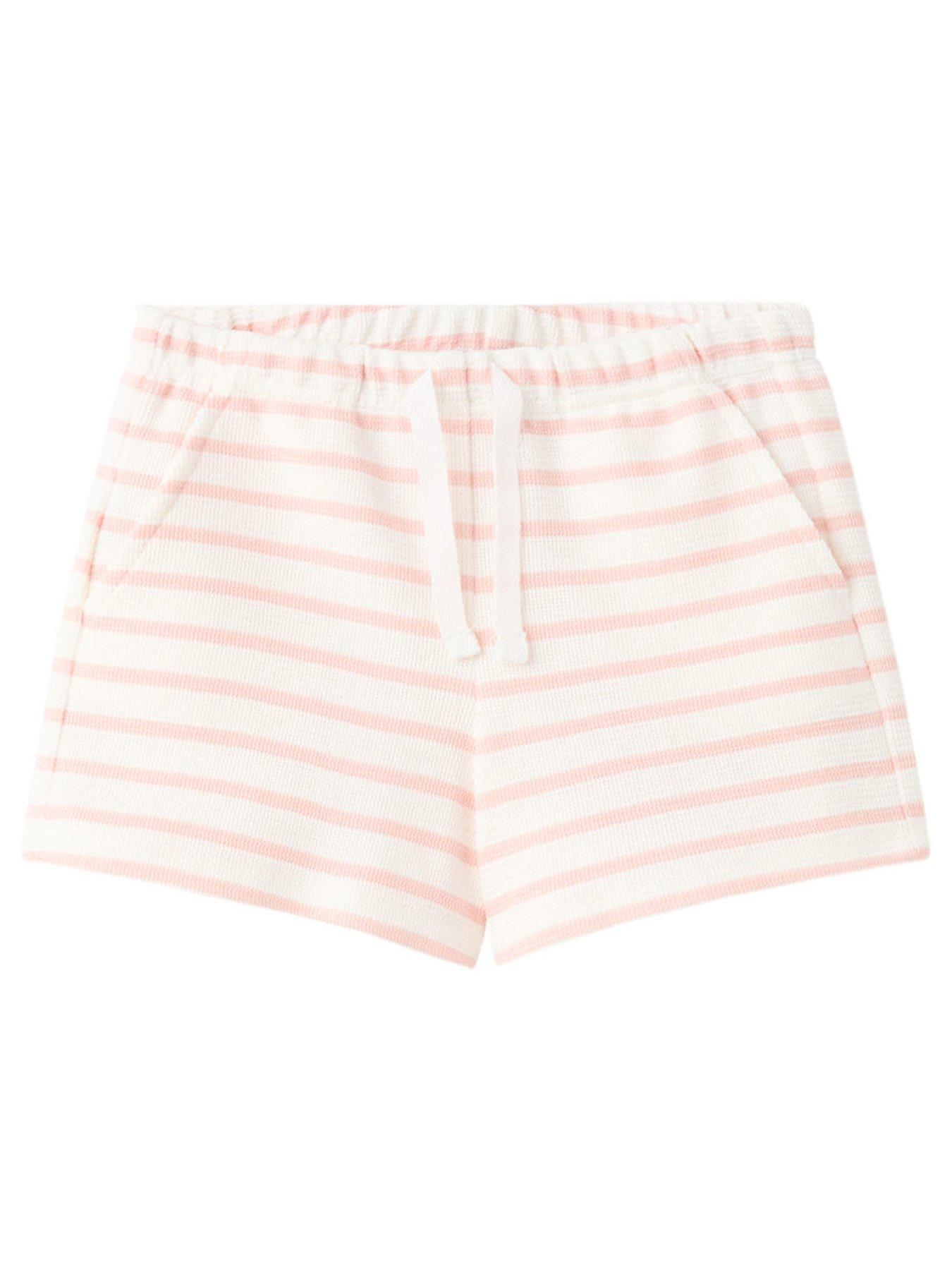 Mango Younger Girls Stripe Shorts, Pink, Size Age: 18-24 Months