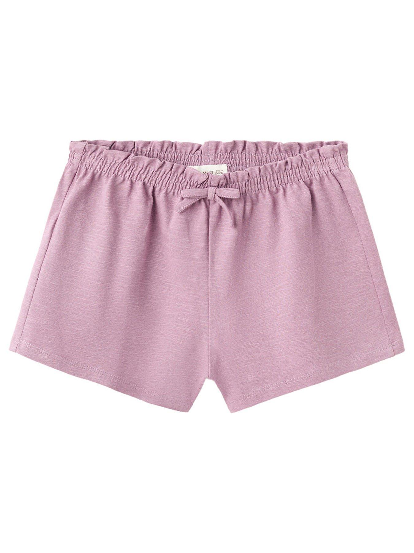 Mango Younger Girls Jersey Shorts, Purple, Size Age: 12-18 Months