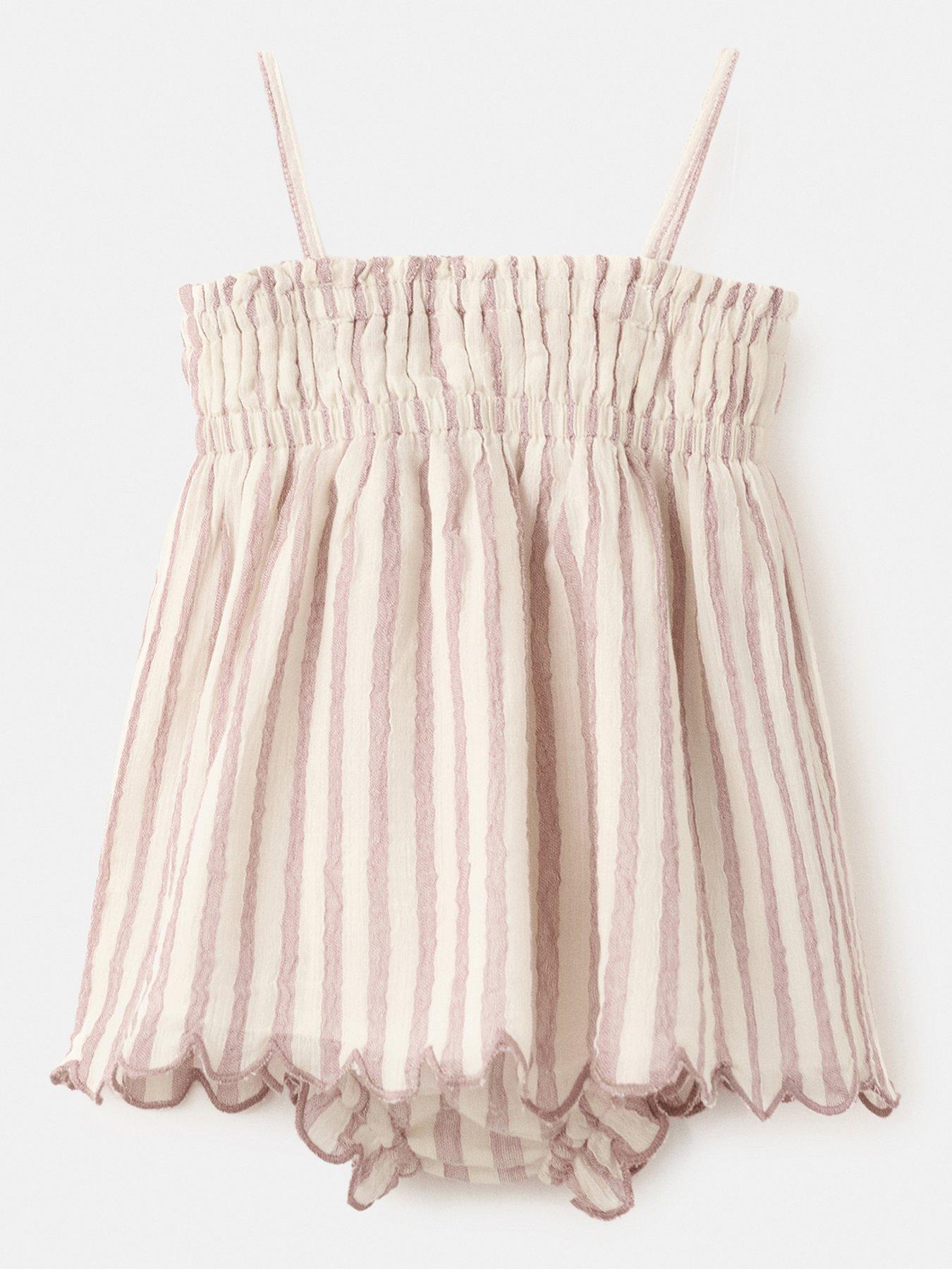 Mango Baby Girls Stripe Top  &  Bloomers Set - Light Purple