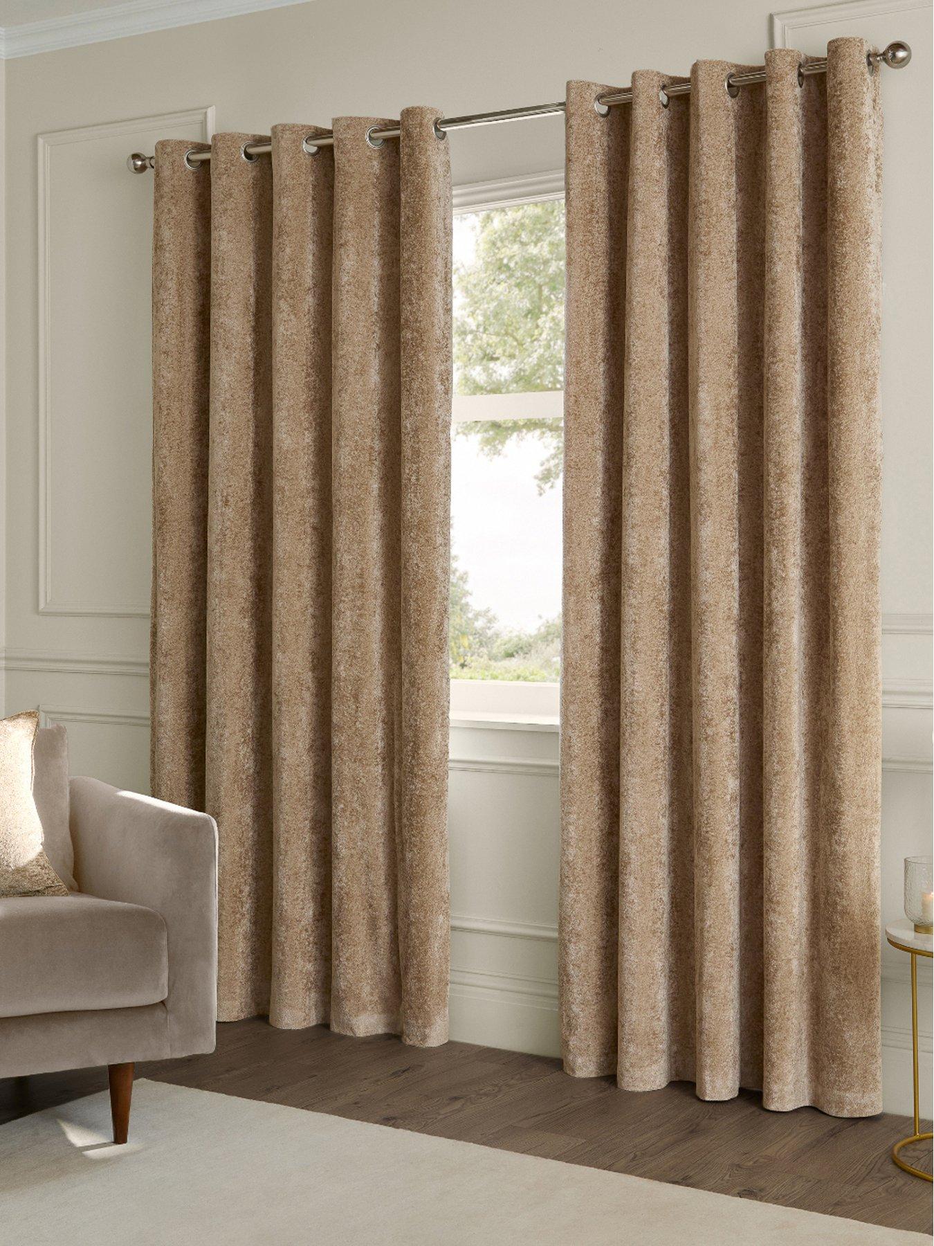 Paoletti Lustre Velvet 229X183 Eyelet Curtains Champagne