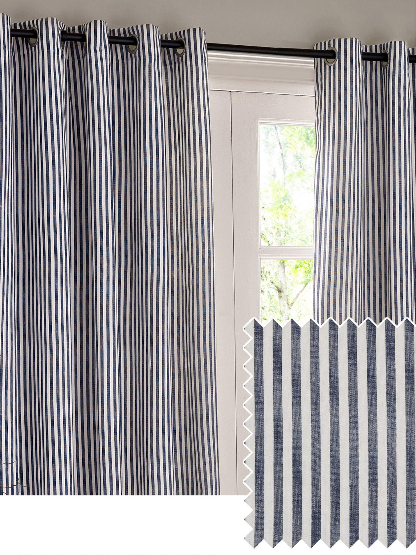 Image 2 of 6 of Yard Hebden Stripe Blackout Eyelet Curtains