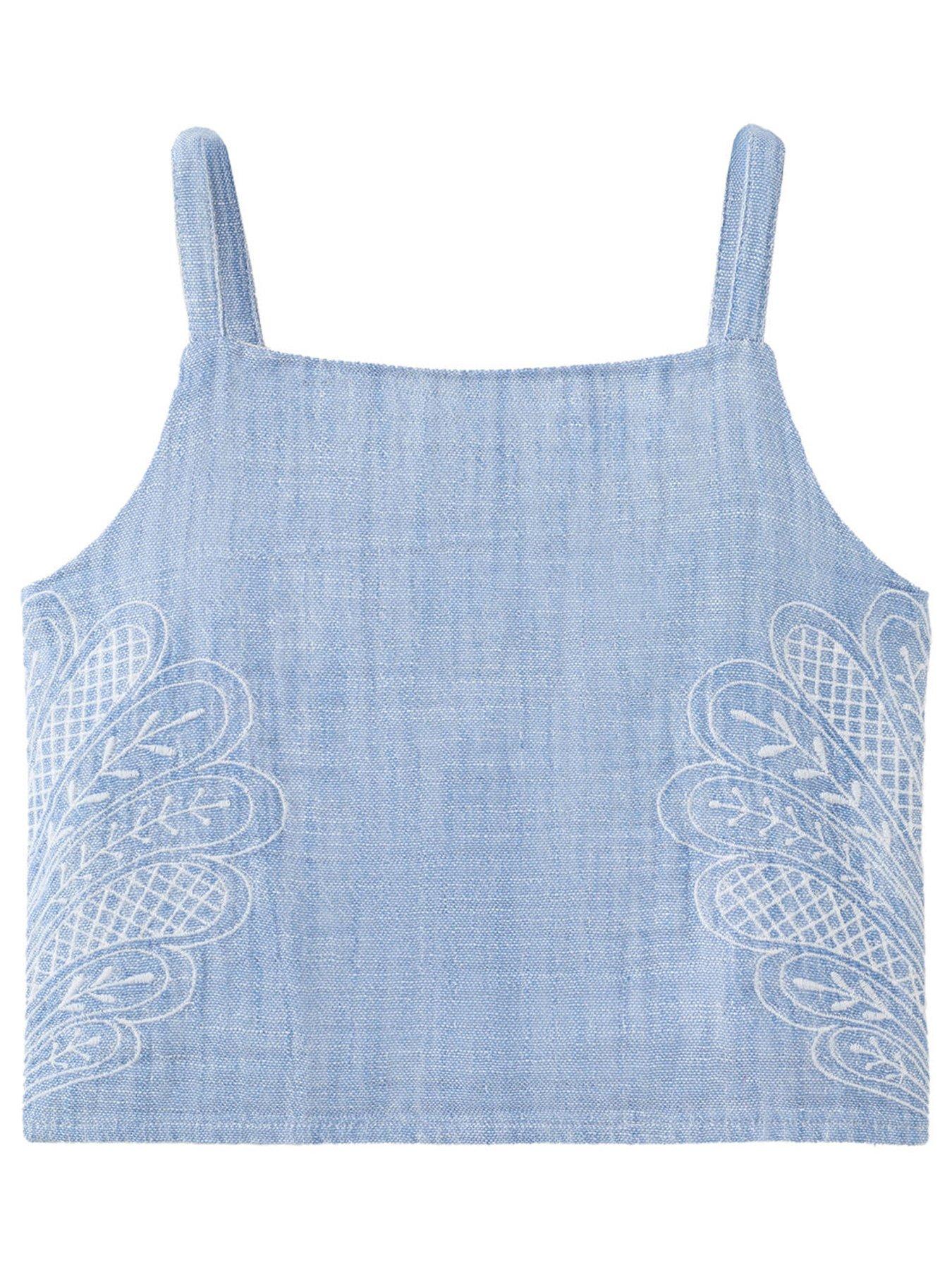 Mango: Girls Embroidered Co-Ord Blouse - Blue