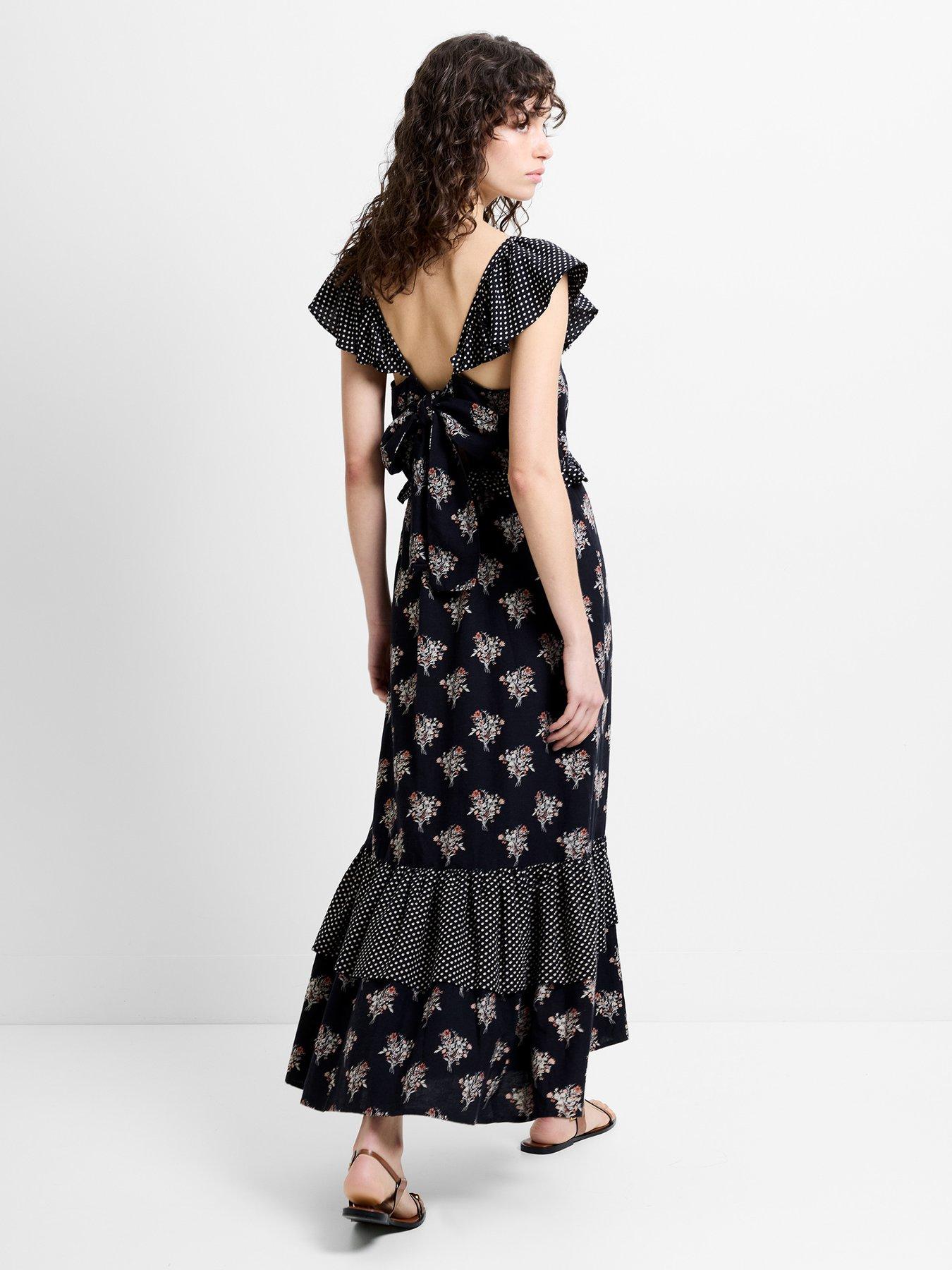 French Connection Floral Print V-neck Ruffle Sleeve Maxi Dress | Very