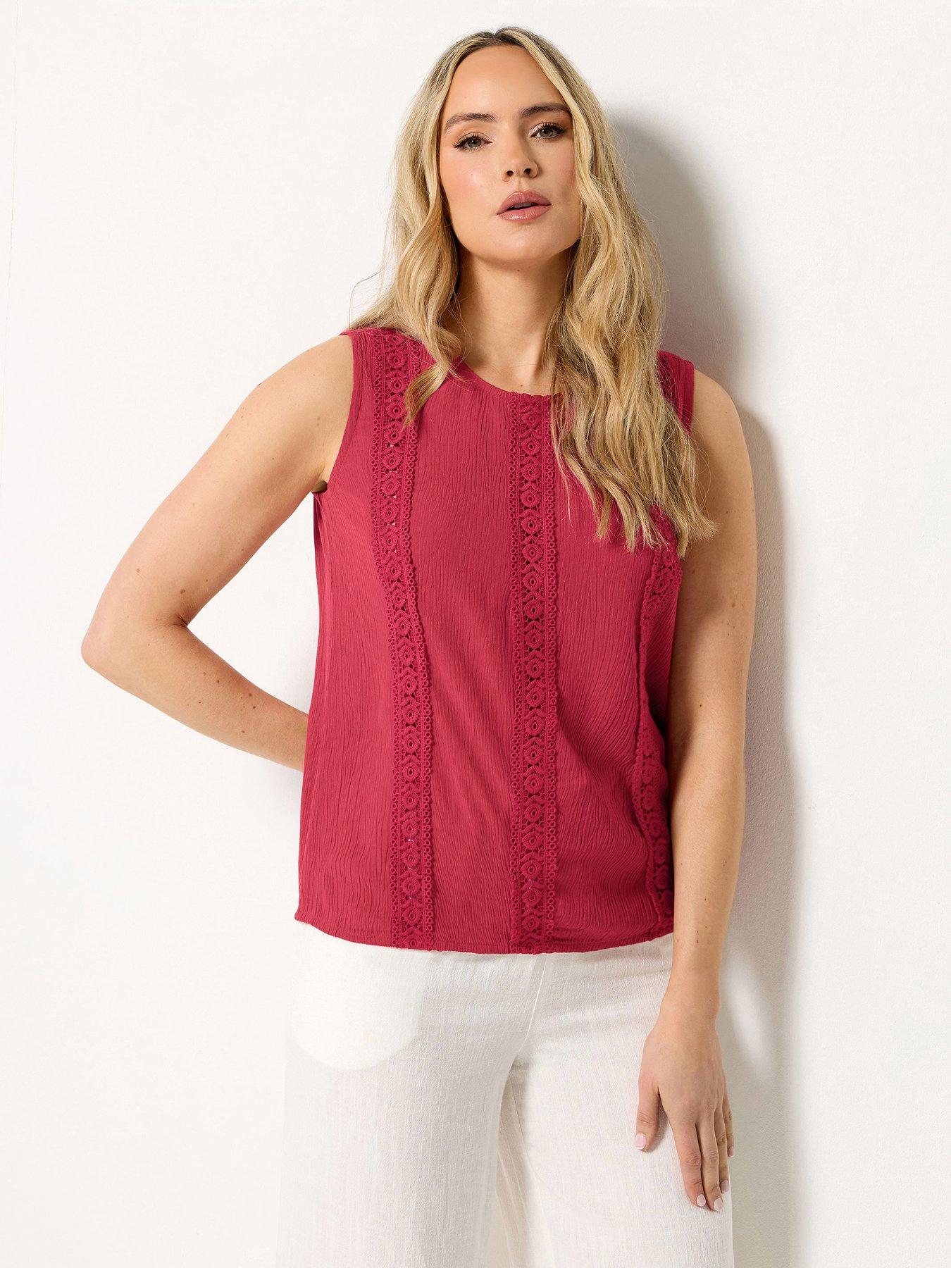 Long Tall Sally Tall Lace Detail Crinkle Vest