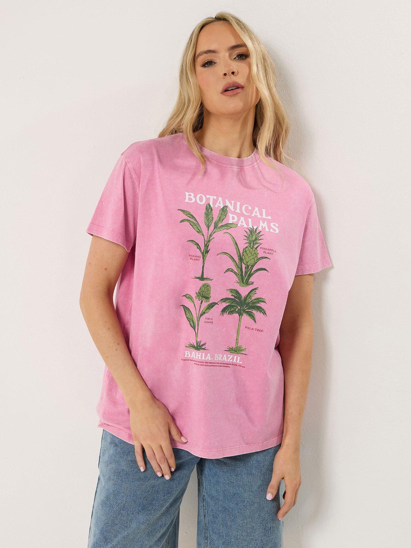 Long Tall Sally Tall Acid Wash Botanical Print T-shirt