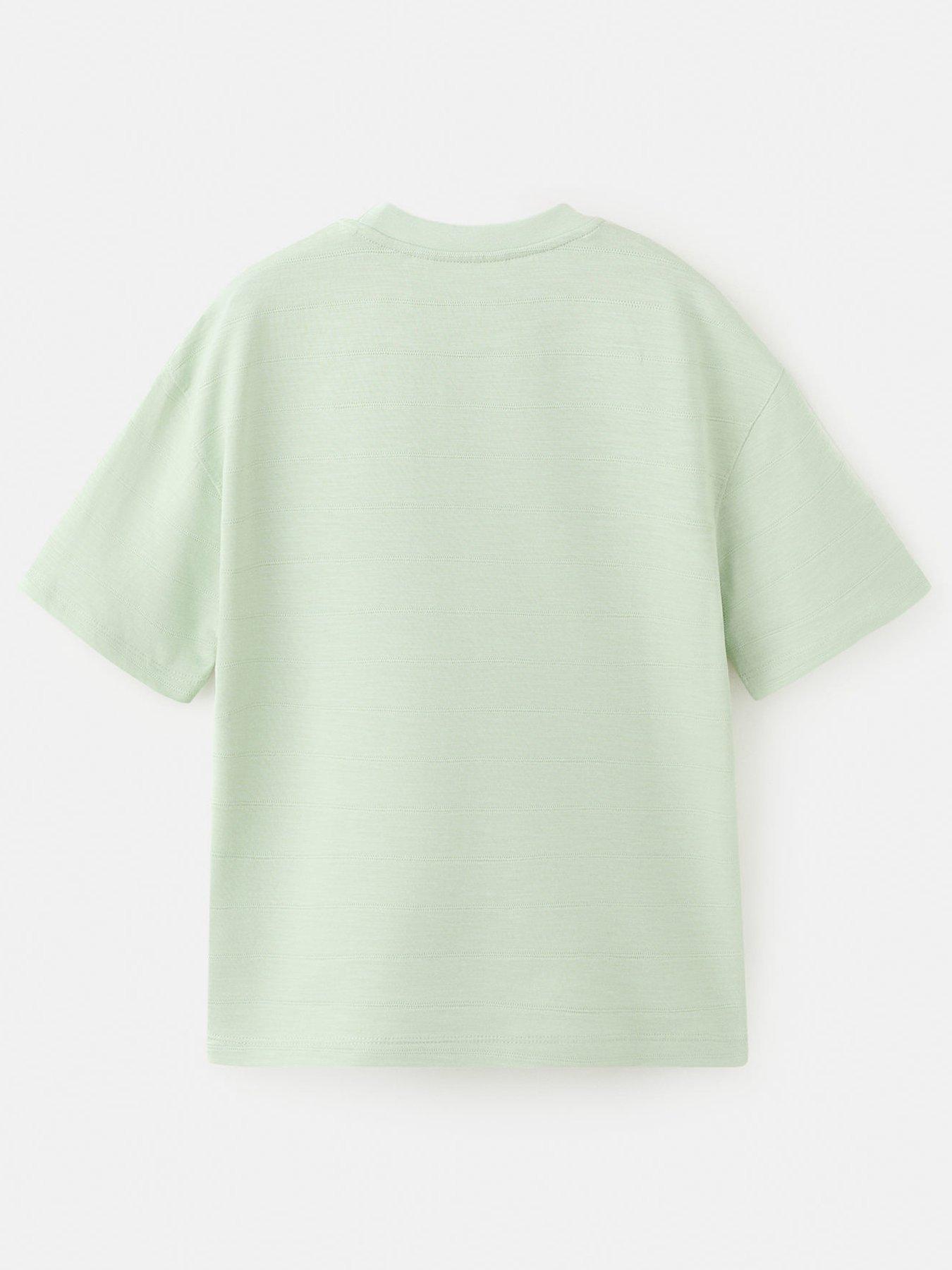 Image 2 of 4 of Mango Boys Textured Stripe Short Sleeve Tshirt - Light Green