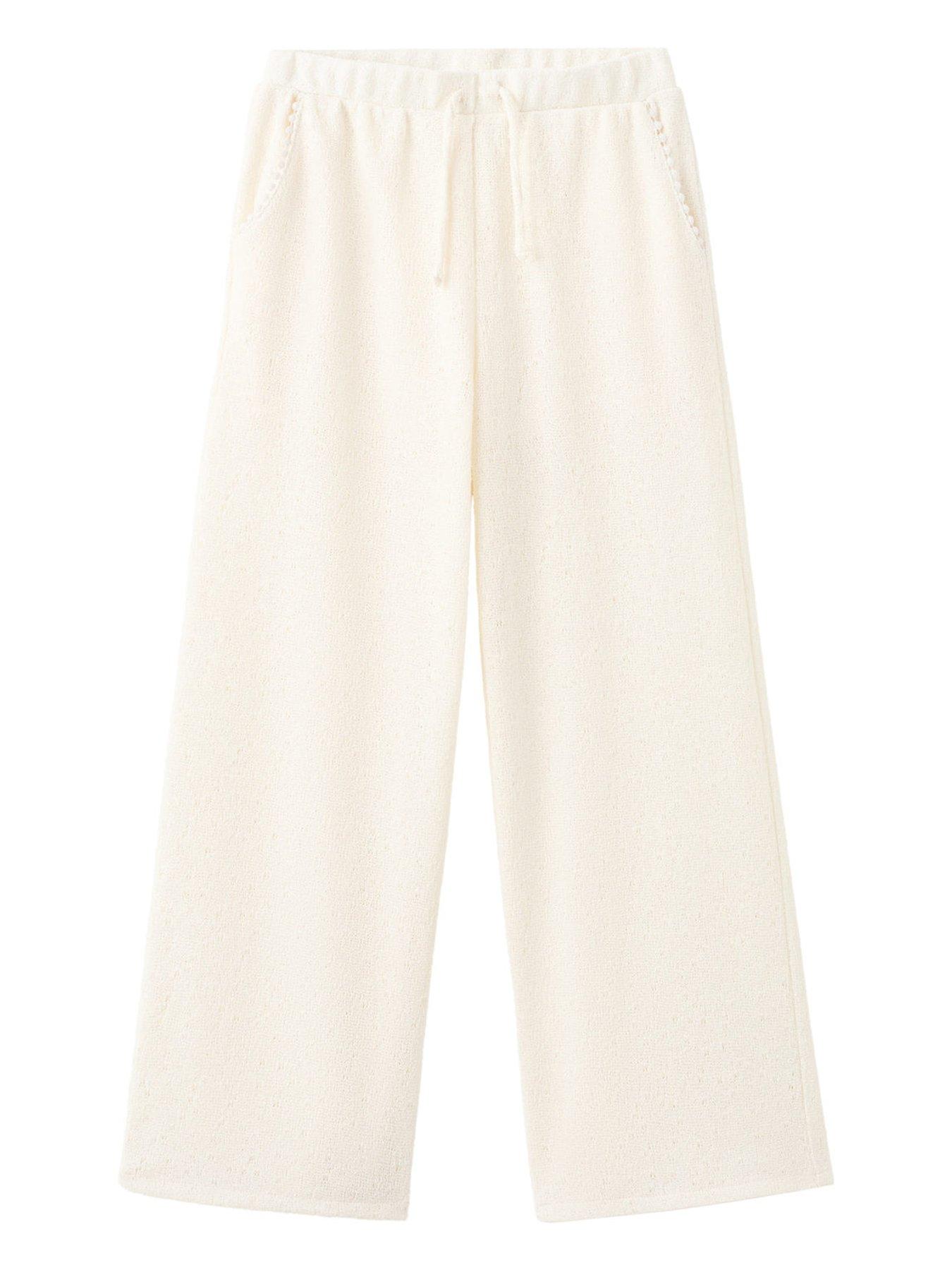 Image 1 of 4 of Mango Girls Crochet Beach Trousers - Cream