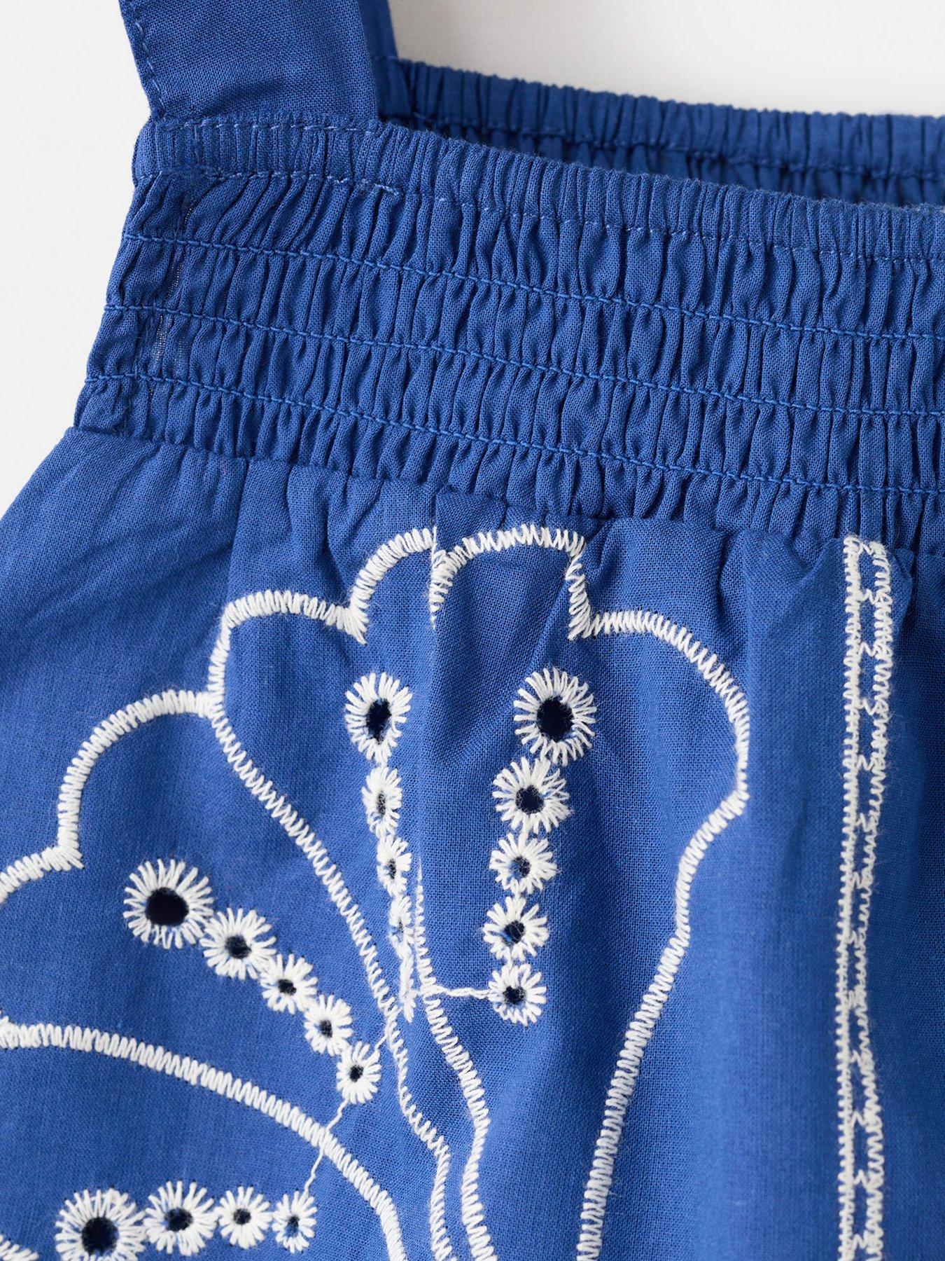 Image 4 of 4 of Mango Girls Embroidered Shells Co-ord Blouse - Bright Blue
