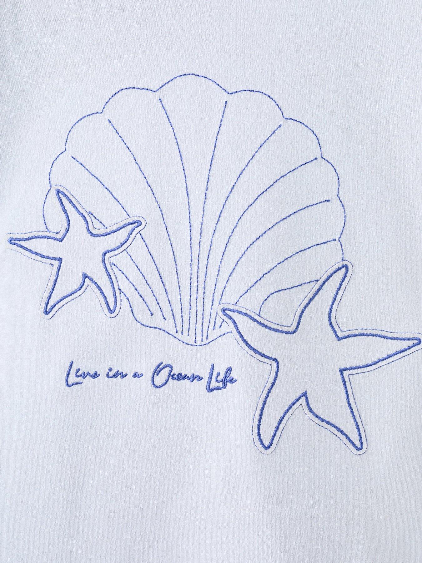 Image 4 of 4 of Mango Girls Starfish Short Sleeve Tshirt - Light Blue