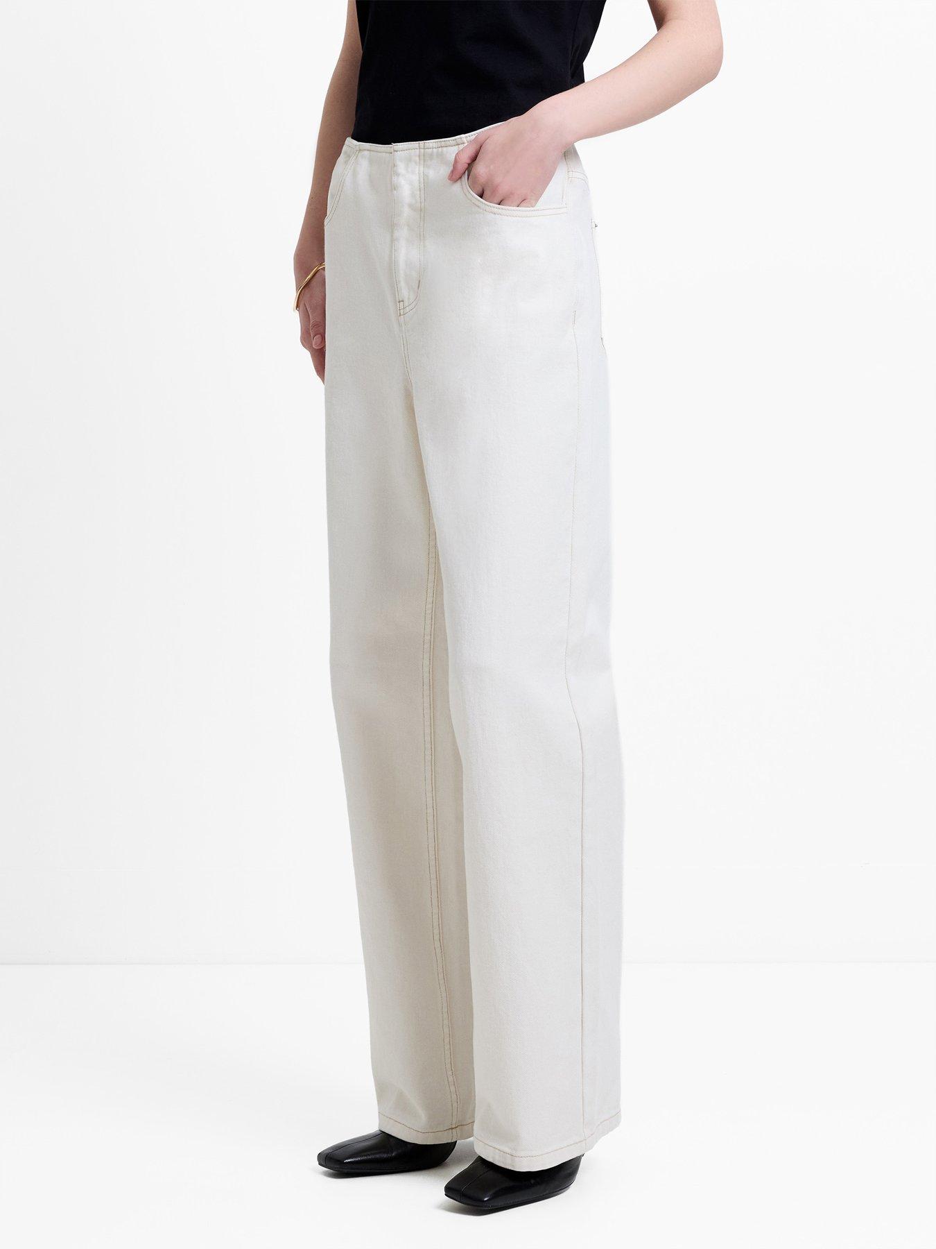 French Connection Cotton High Rise Wide Leg Denim Jeans