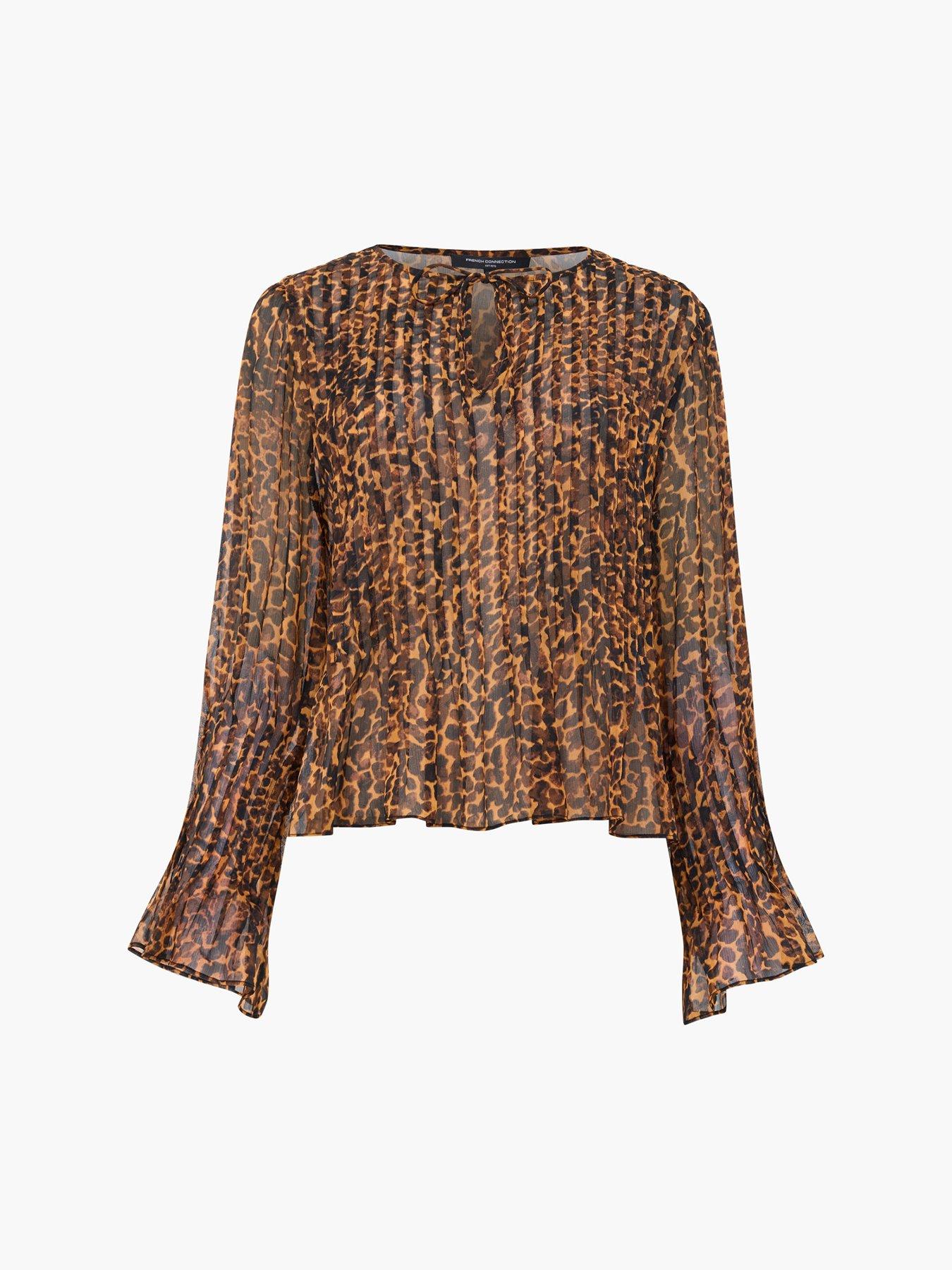 Image 5 of 5 of French Connection Sheer Leopard Print Long Sleeve Blouse
