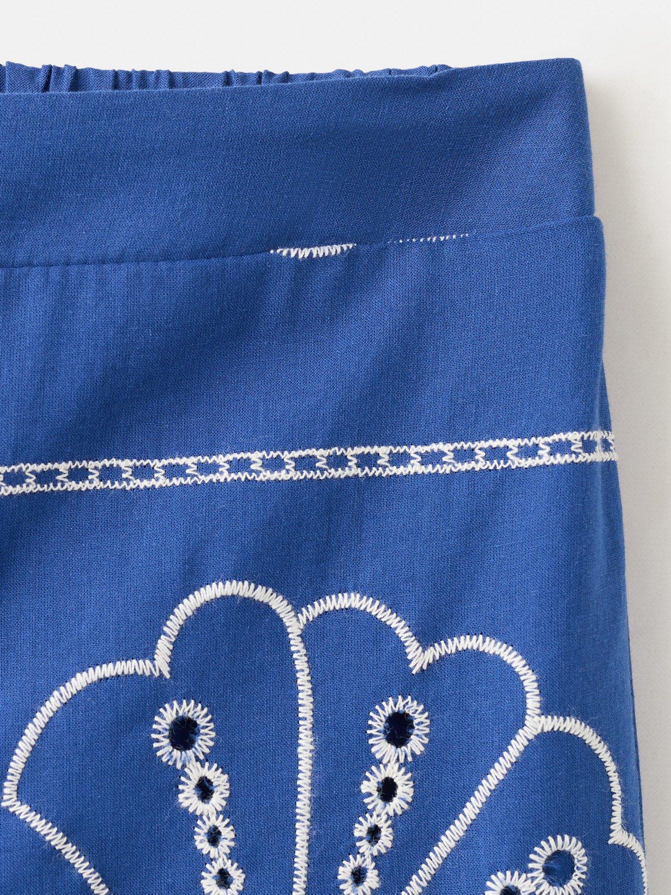 Image 3 of 4 of Mango Girls Embroidered Shells Co-Ord Trousers - Bright Blue
