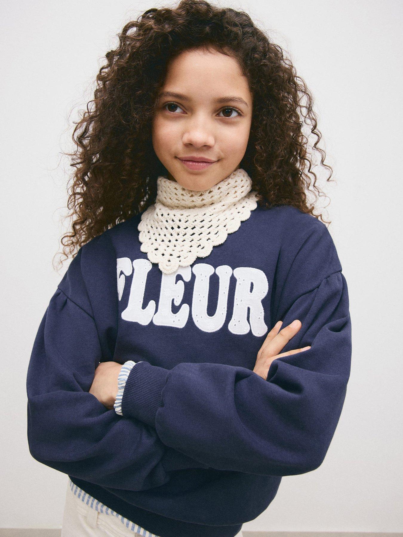 Mango Girls Fleur Sweatshirt, Navy, Size Age: 13-14 Years